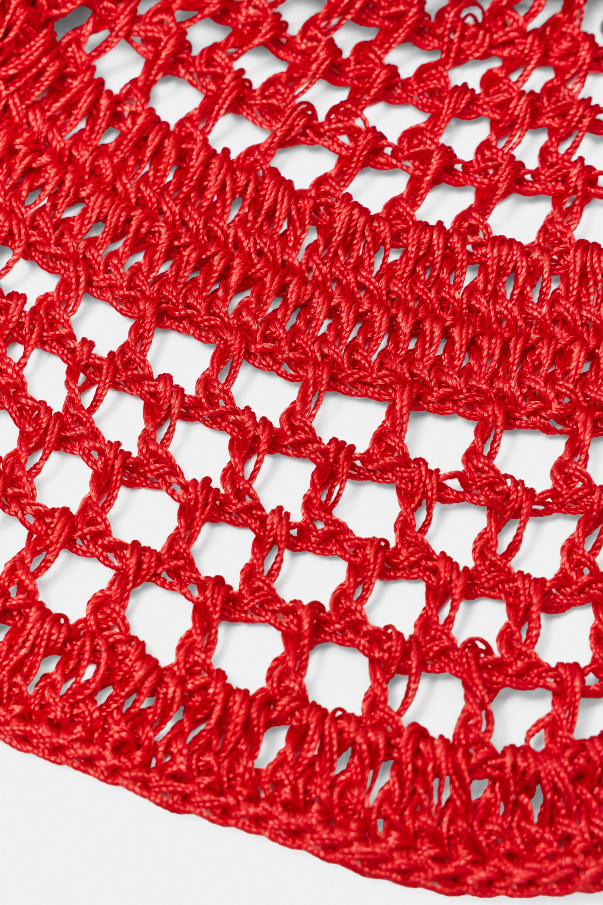 Crochet pillbox hat — Red (alternate view)