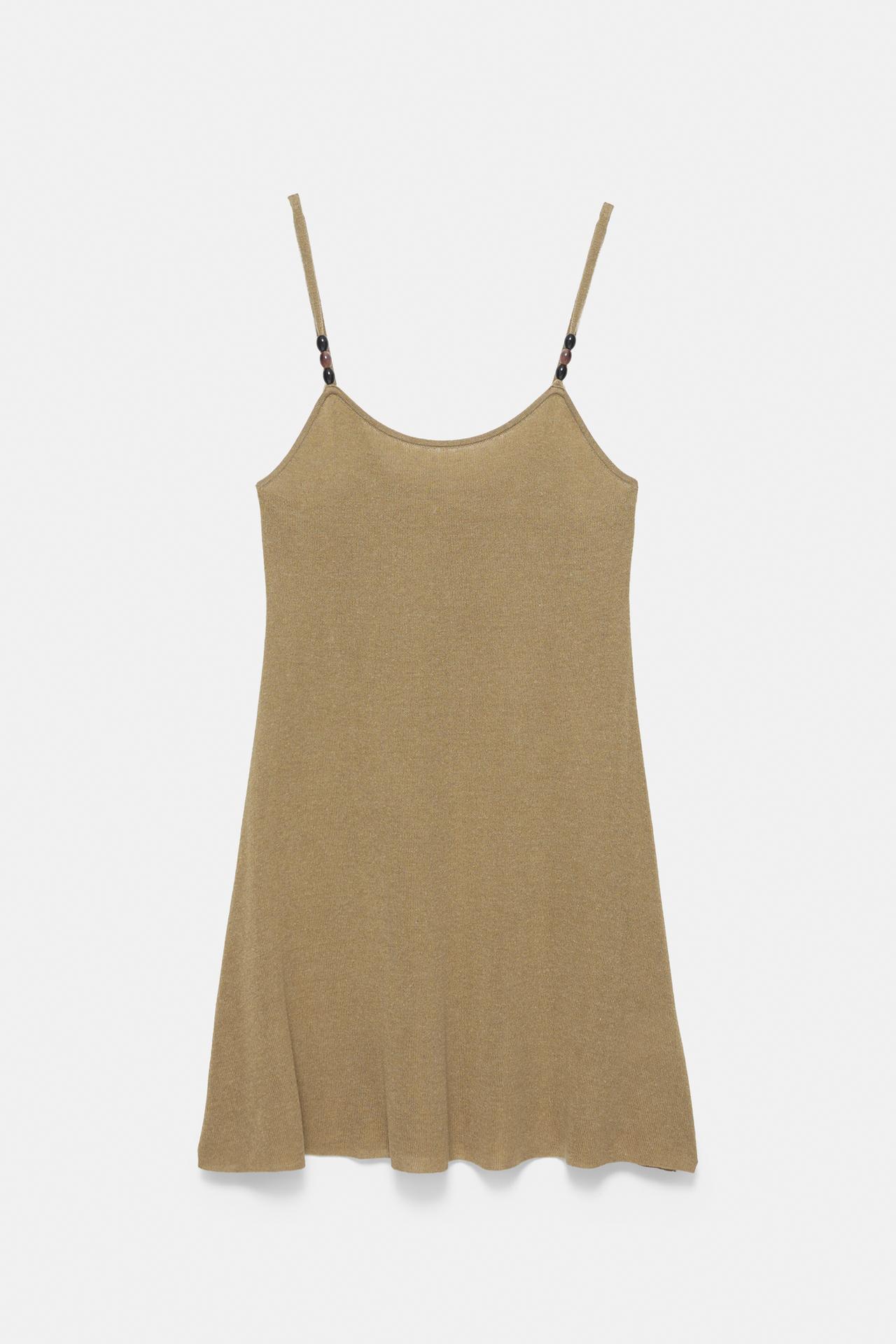 Short knit strappy dress — Khaki