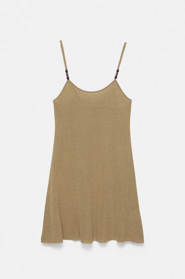 Short knit strappy dress — Khaki 6