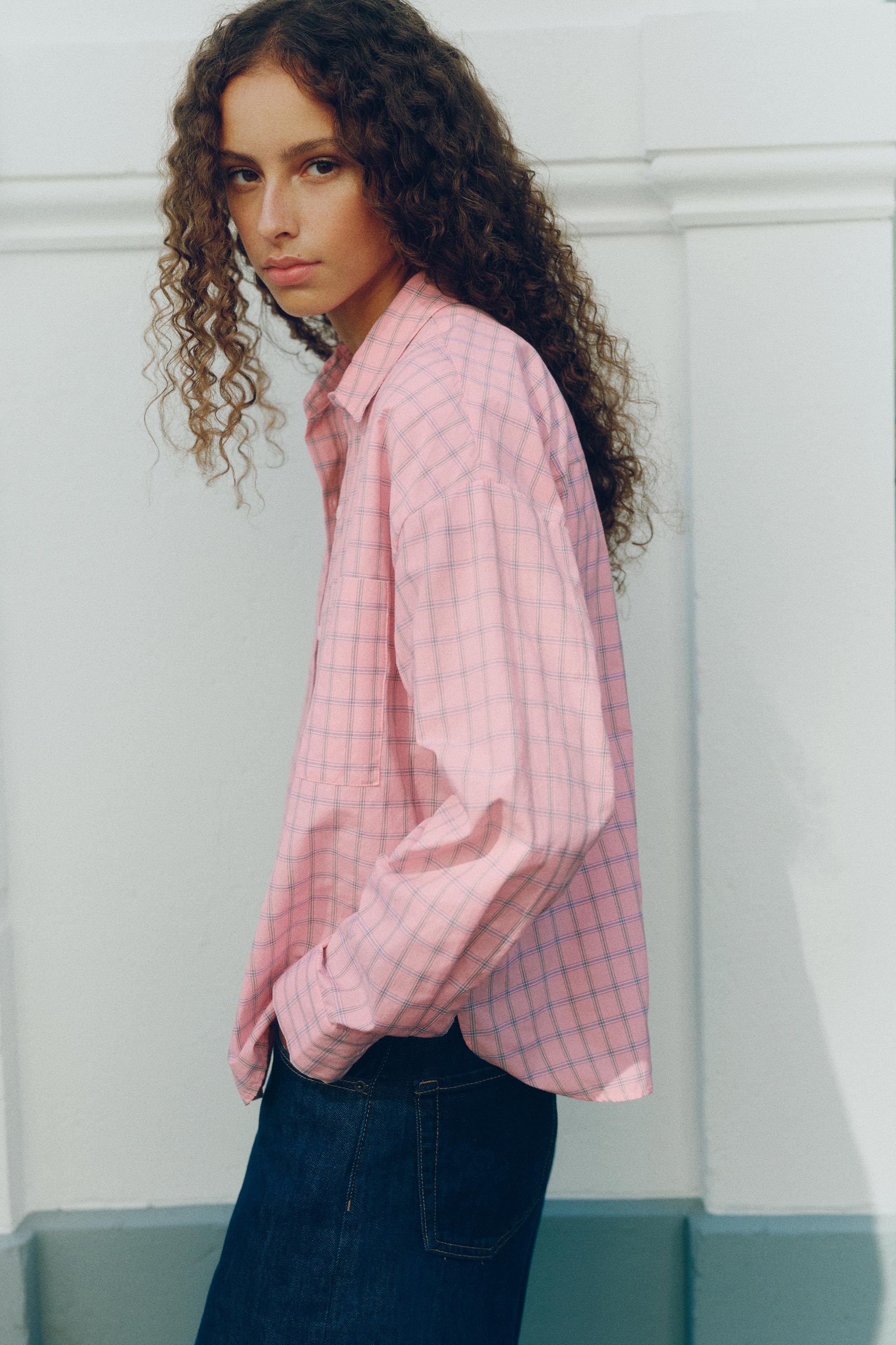 Check pocket shirt — Pink