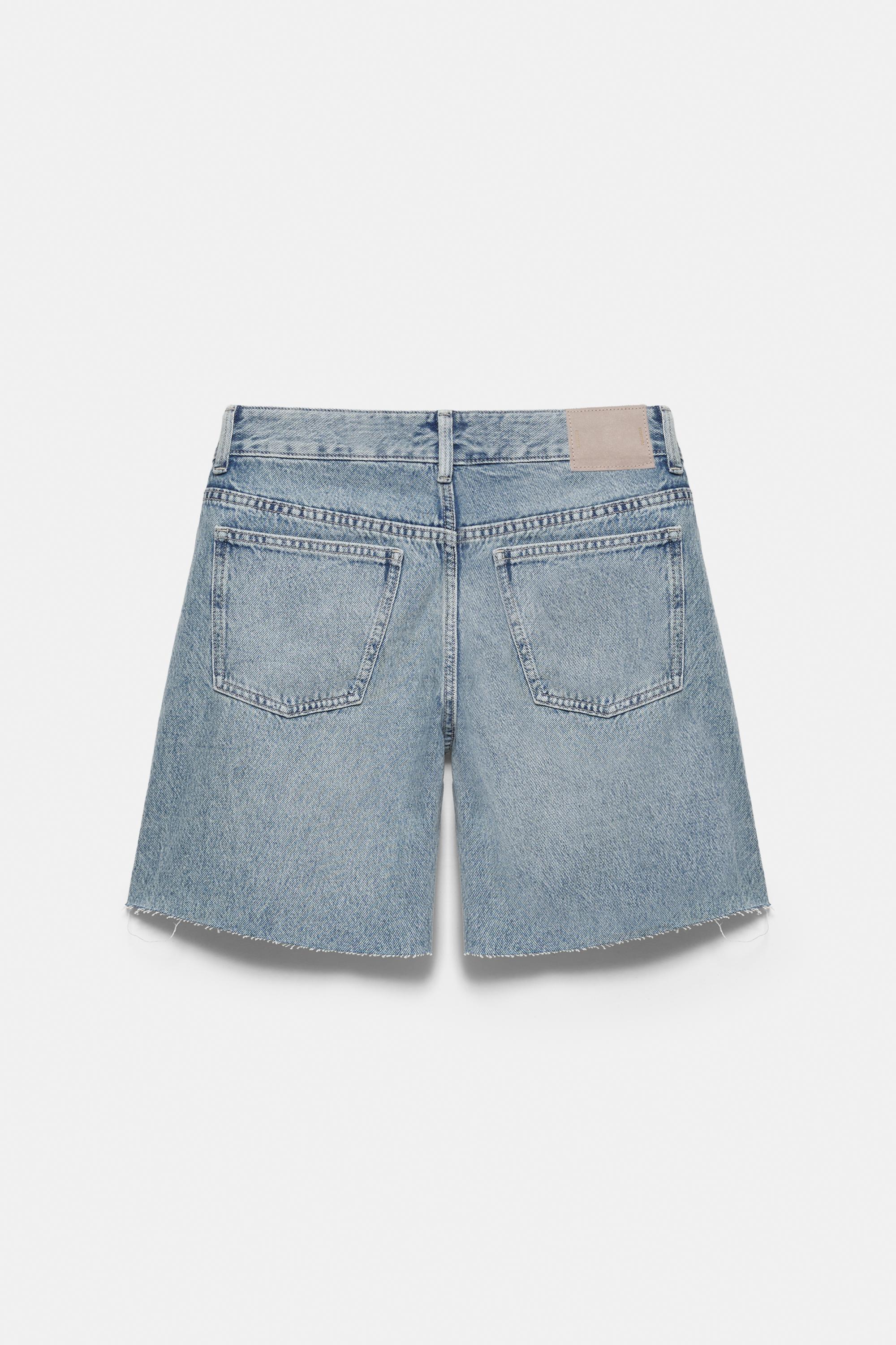 Low-rise denim Bermuda shorts — Pale blue