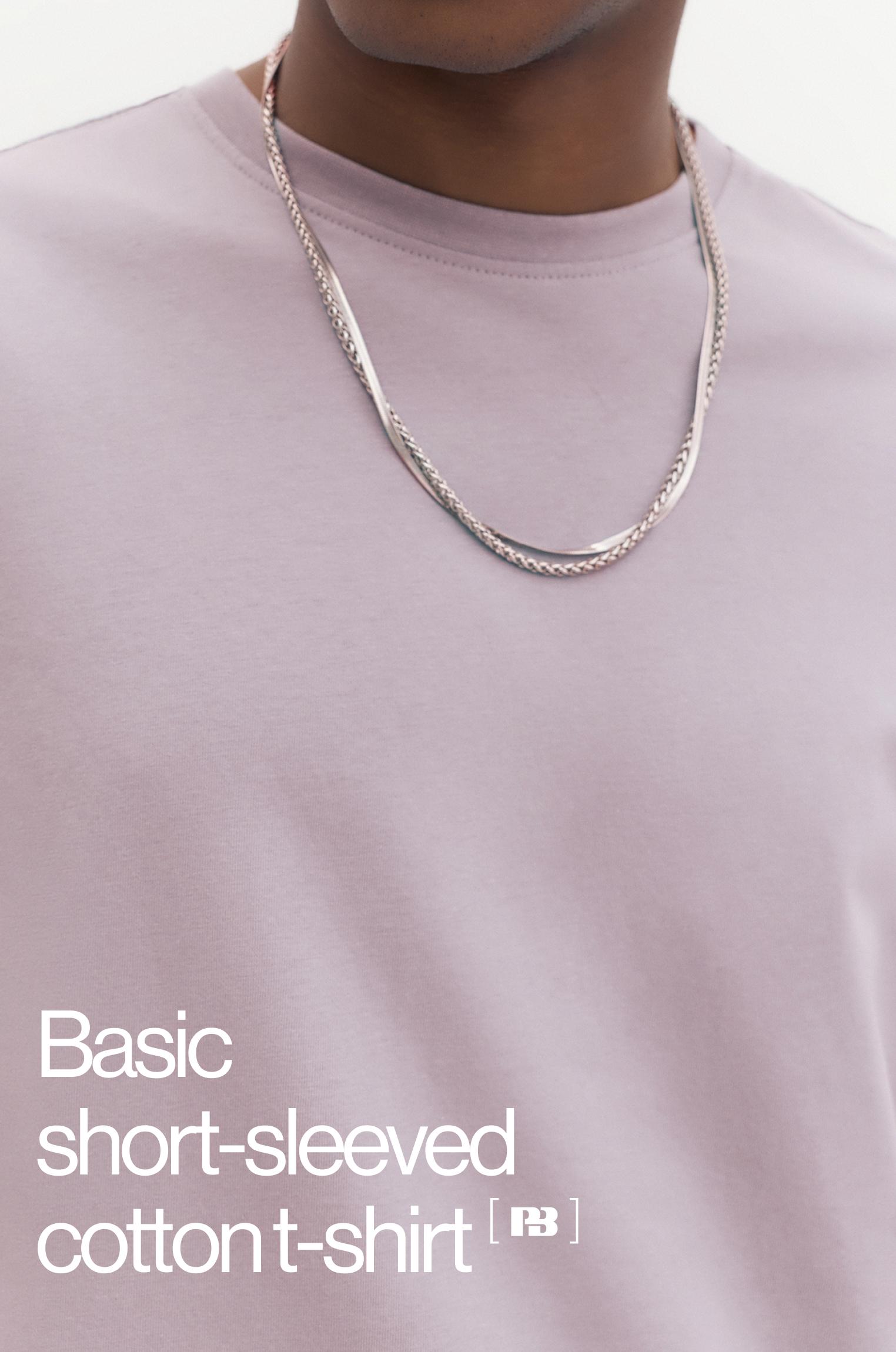 Basic short sleeve cotton T-shirt — Pale mauve
