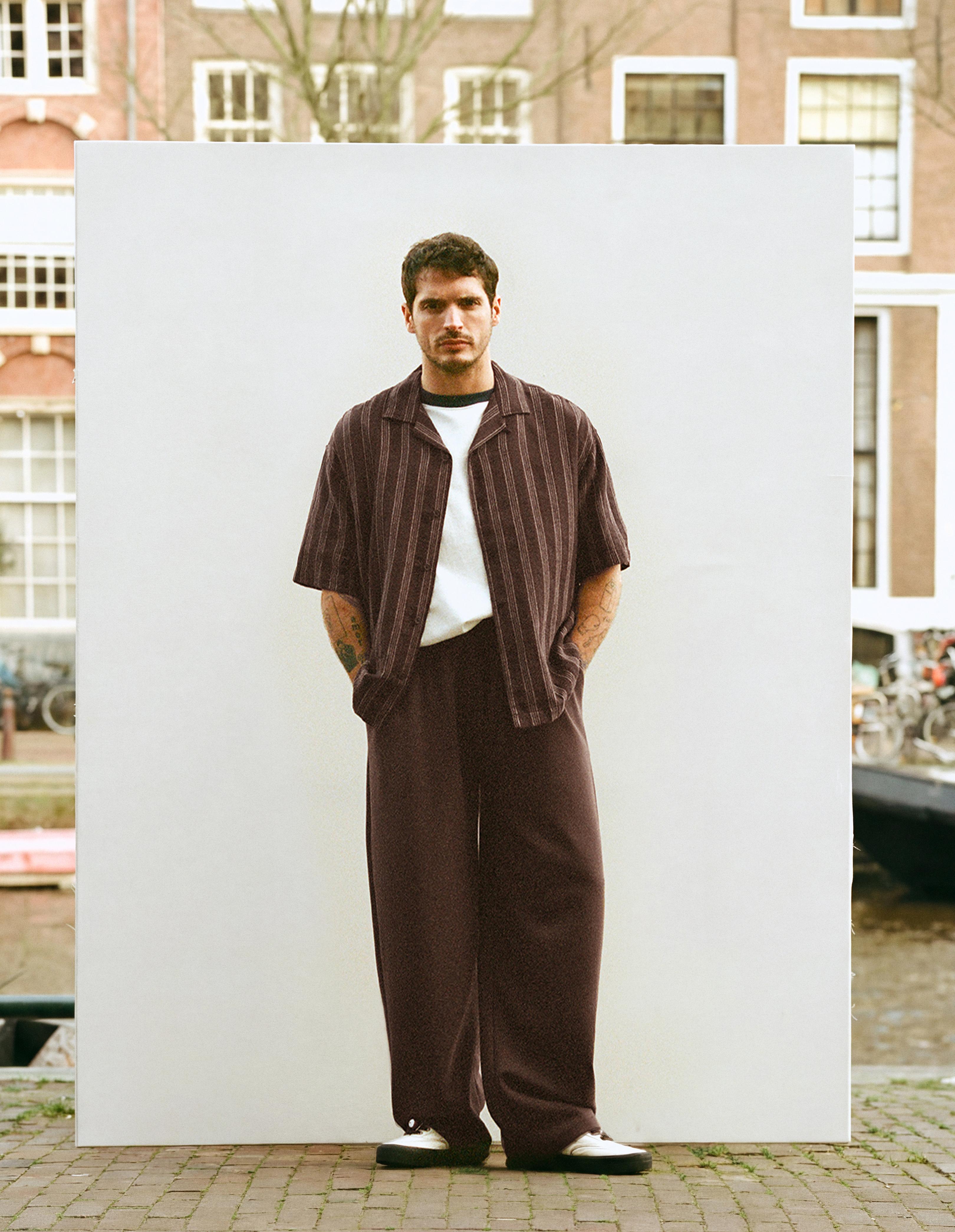 Kısa kollu çizgili gömlek - Görsel 8