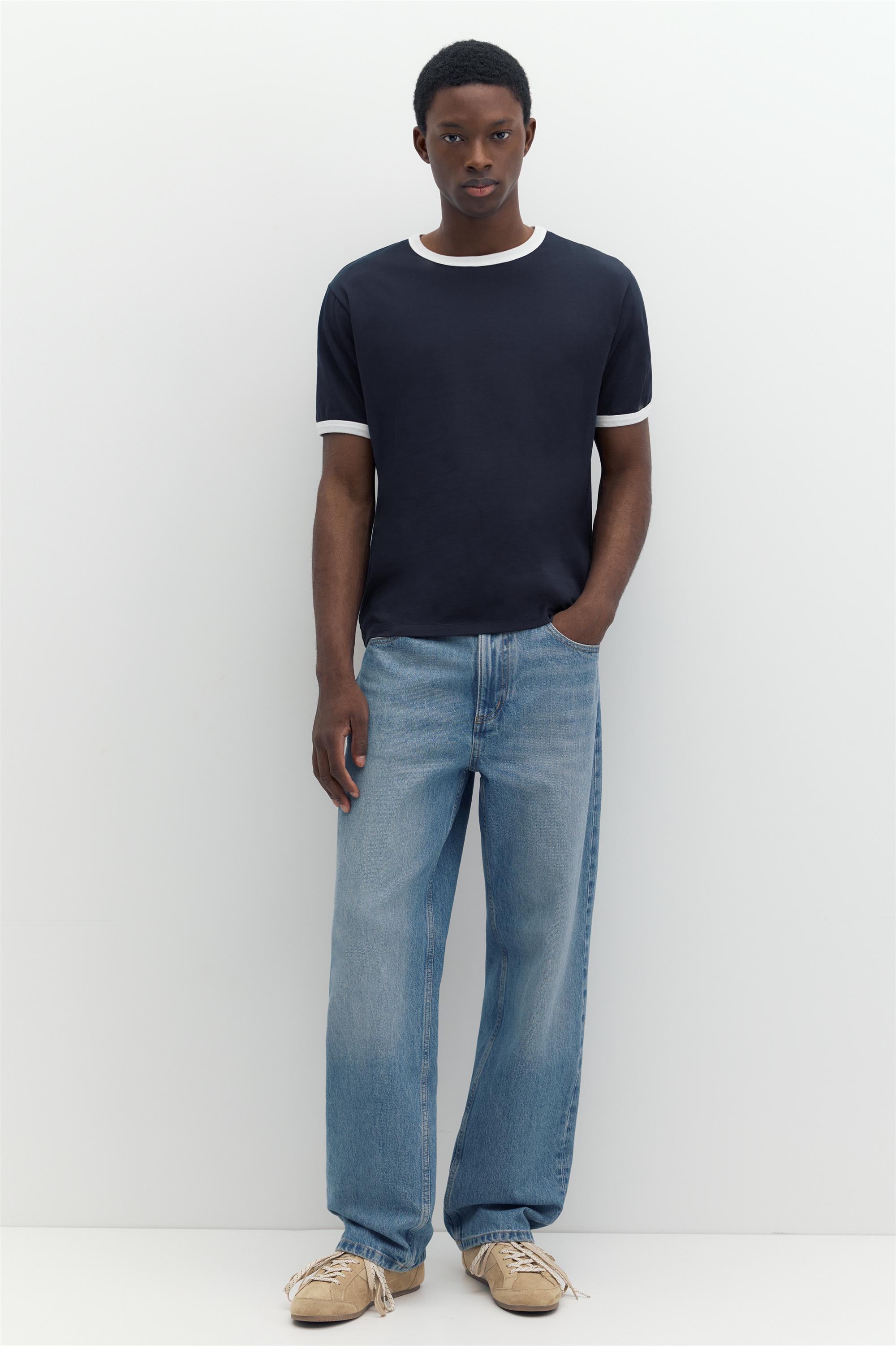 Contrast trim T-shirt — Navy