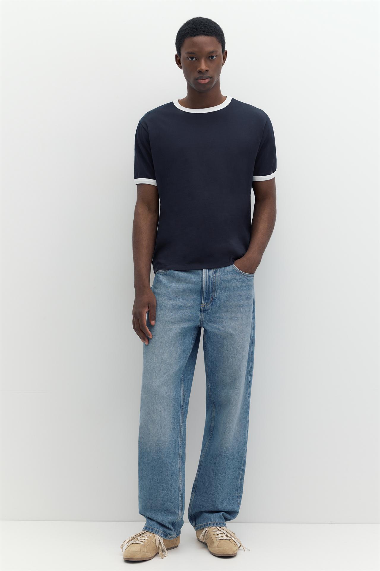 Contrast trim T-shirt — Navy