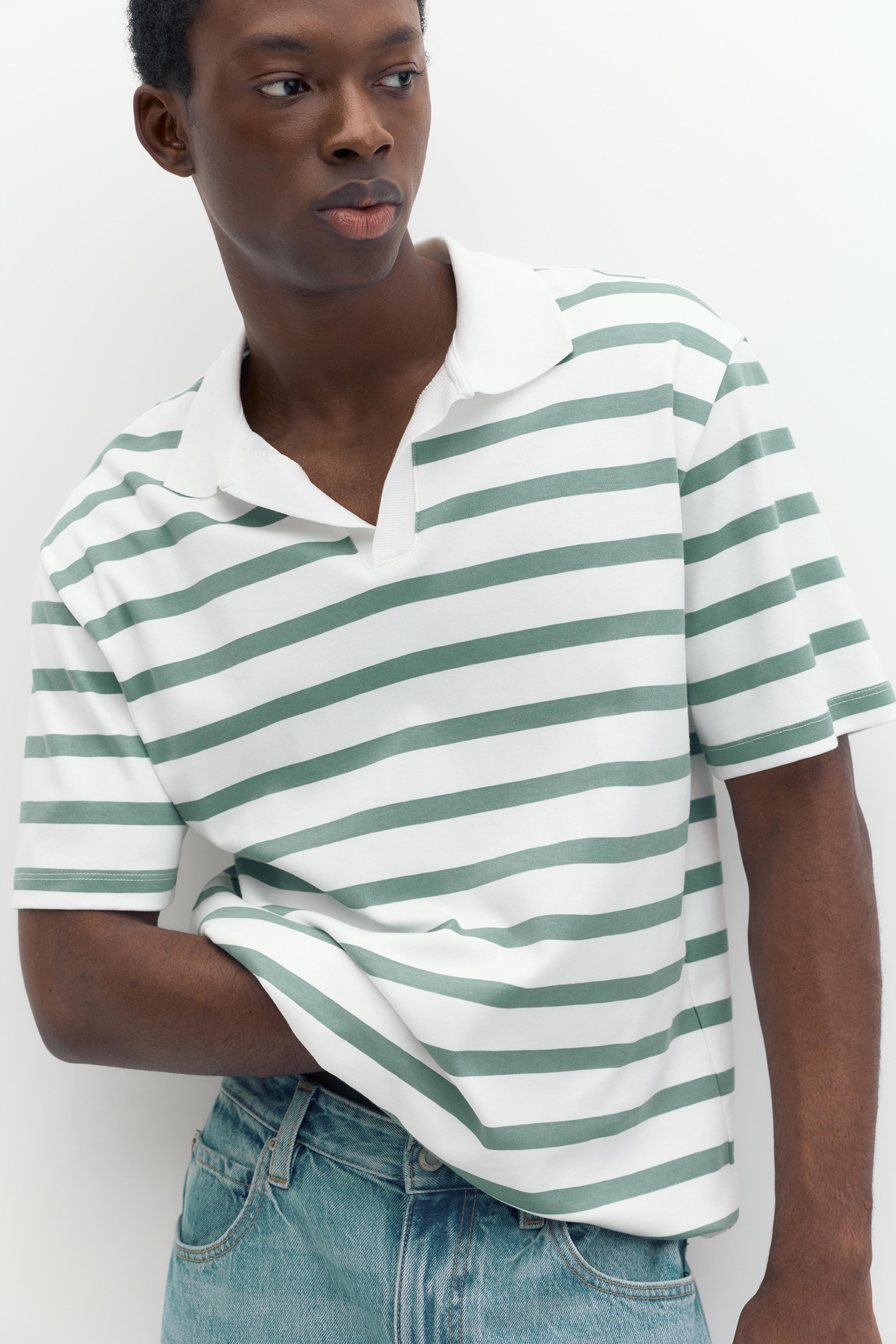 Short sleeve interlock polo shirt — Striped