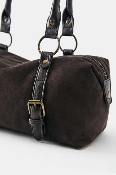 Shoulder bag with buckles — Brown 4