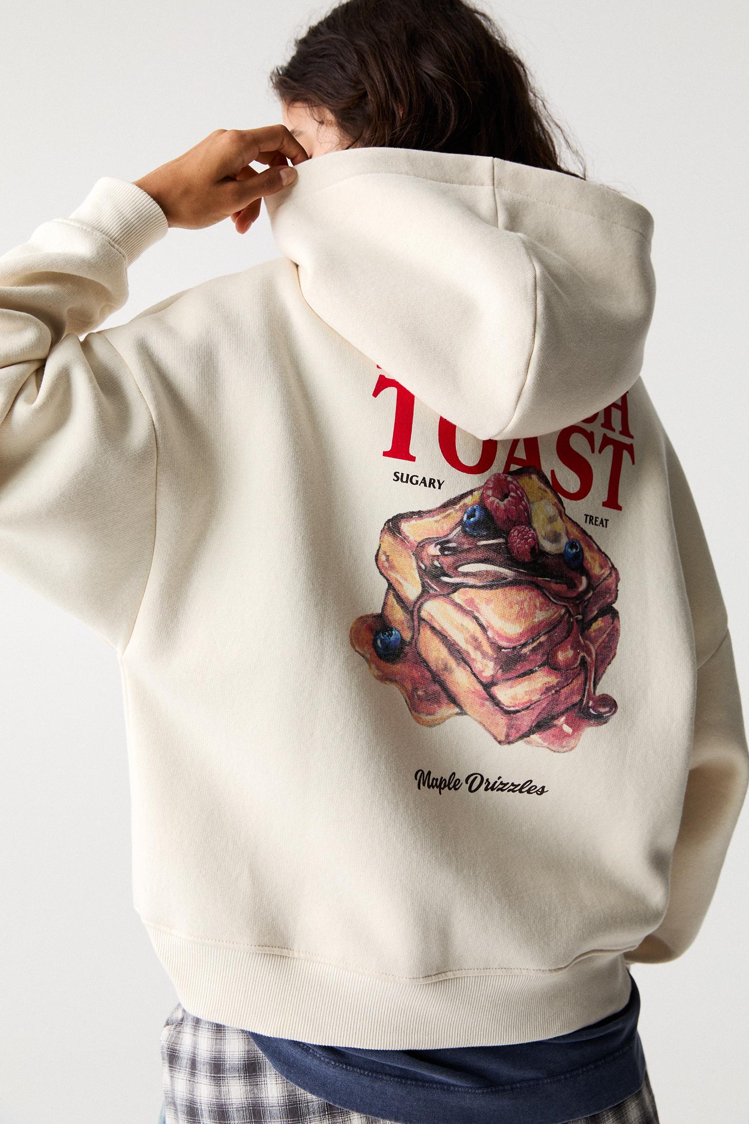 French toast baskılı ve kapüşonlu sweatshirt_9