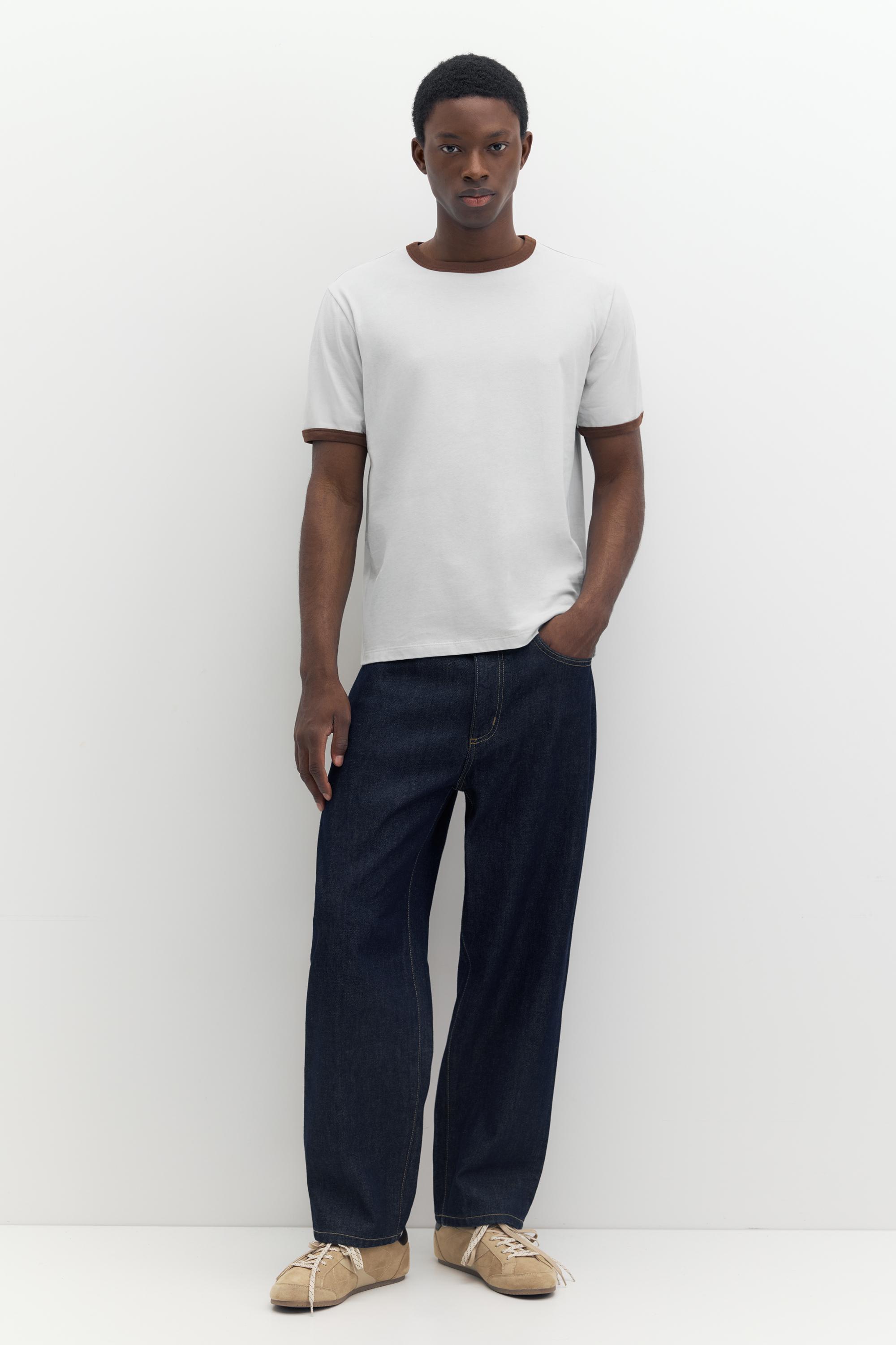Contrast trim T-shirt — Sky blue