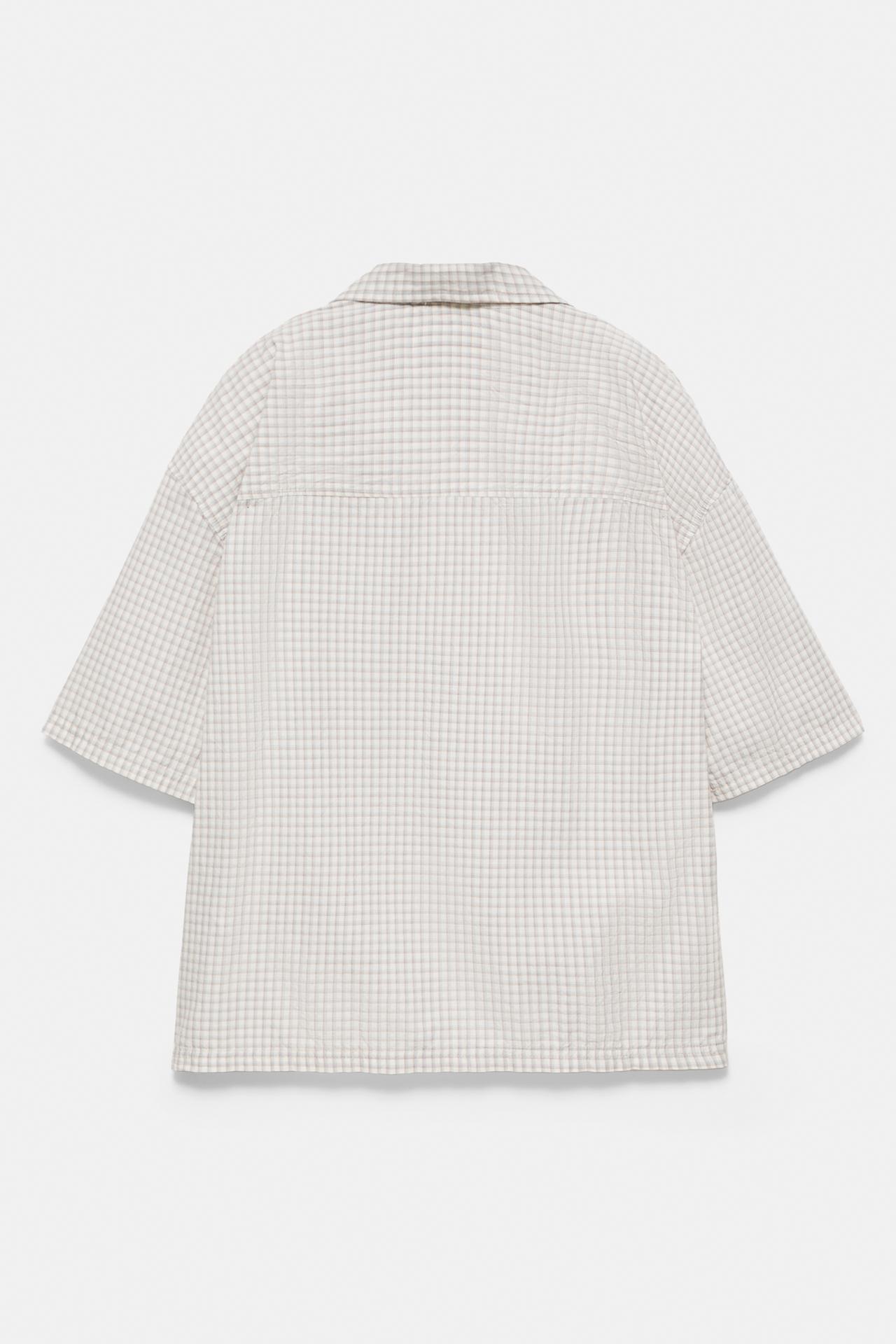 Short sleeve check shirt — Grey marl