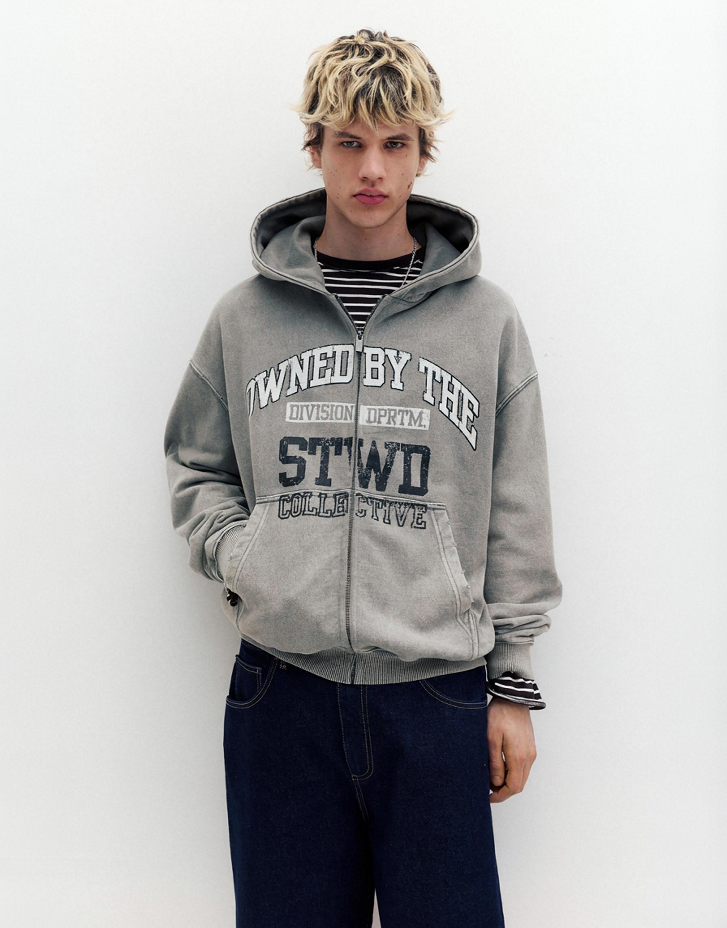 STWD fermuarlı kapüşonlu sweatshirt - Görsel 11