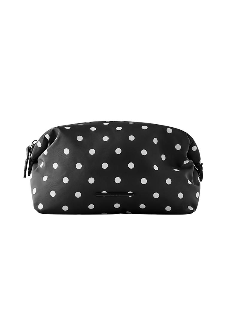 Polka dot nylon toiletry bag — Black (alternate view)