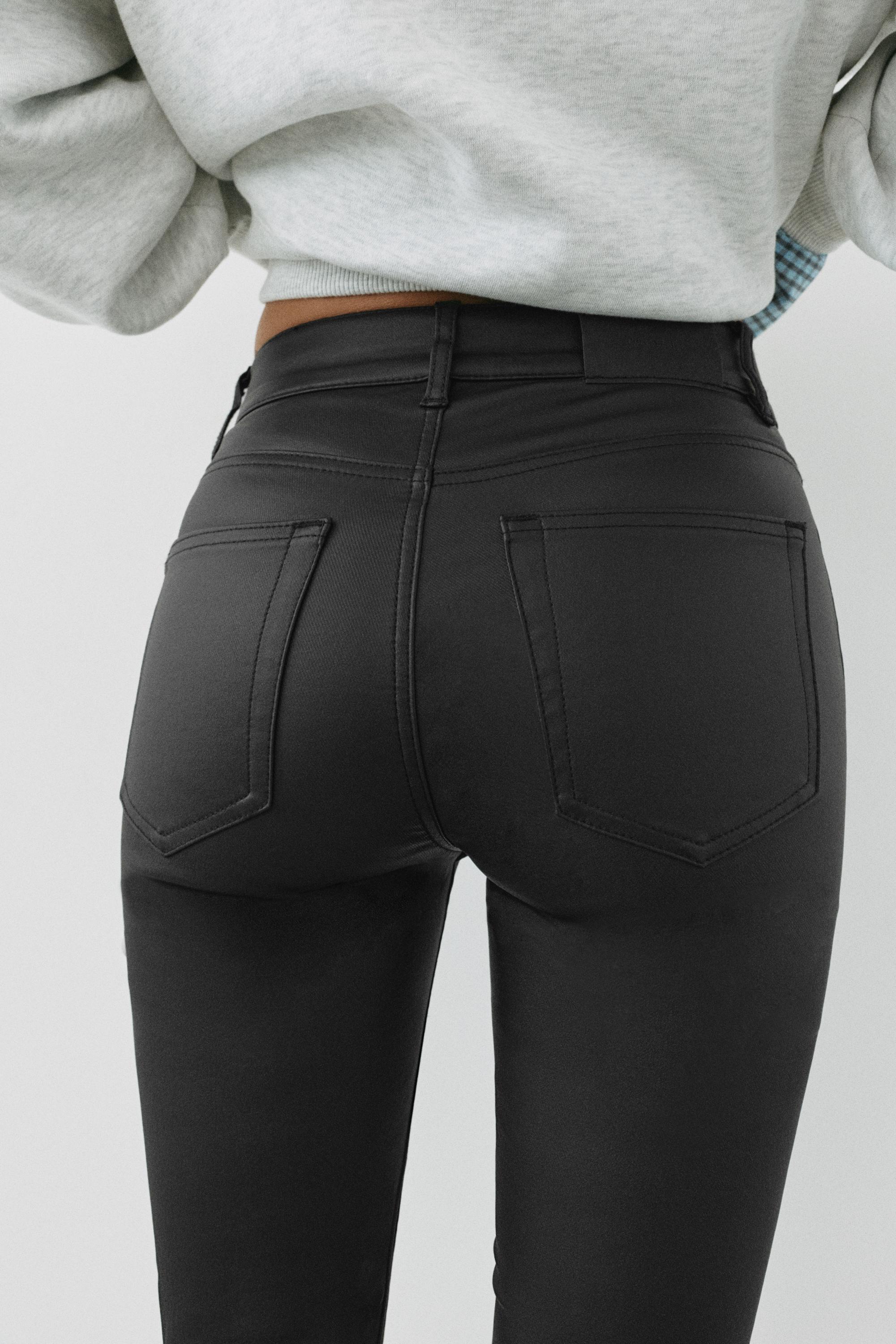 Leather effect skinny trousers — Black