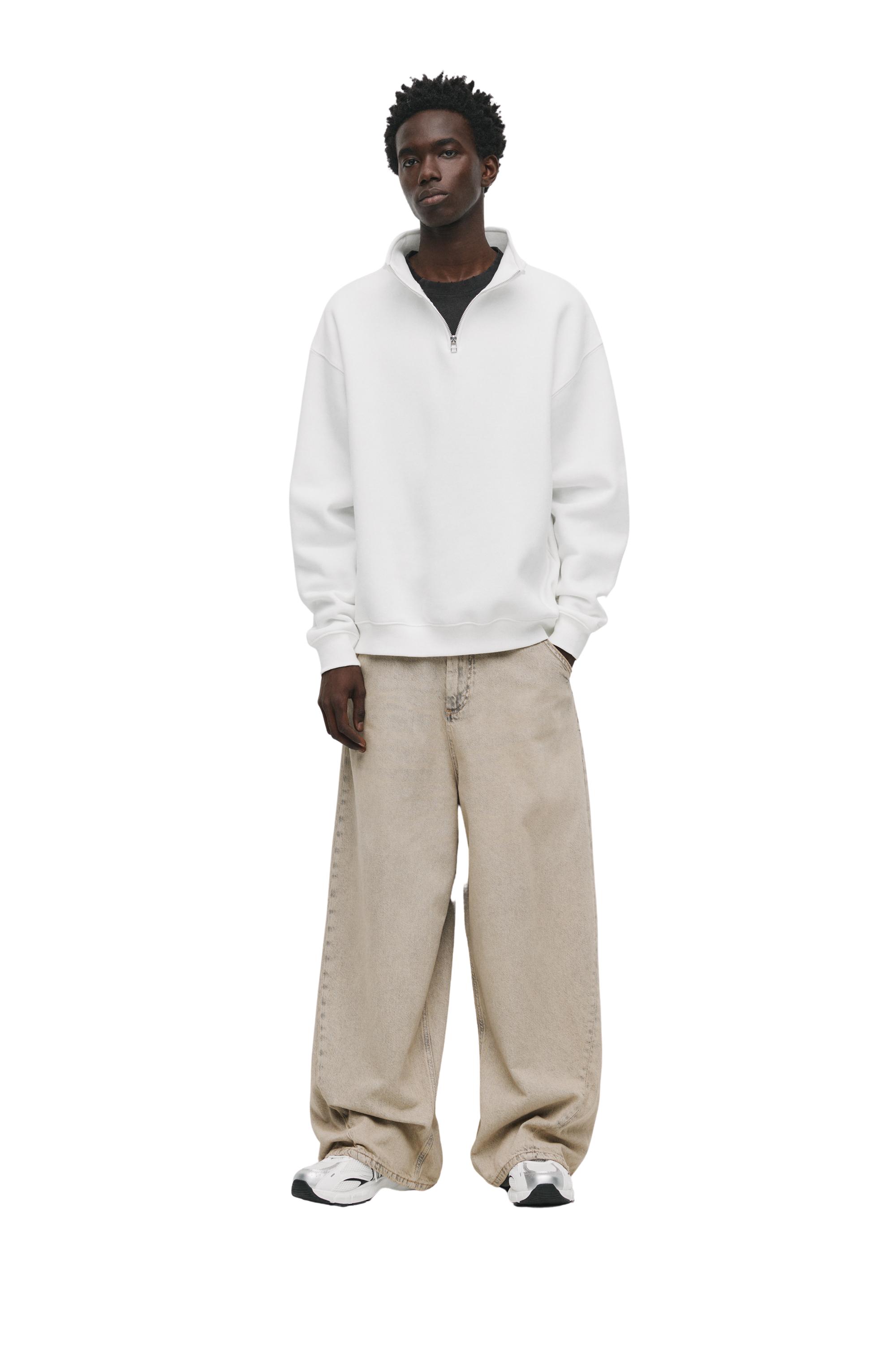Basic quarter-zip sweatshirt — Off white