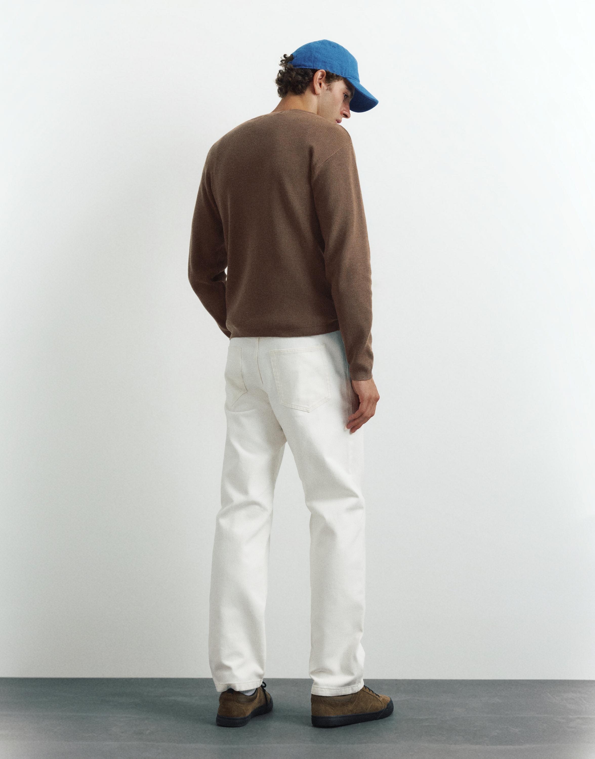 Henley neck jumper — Chocolate