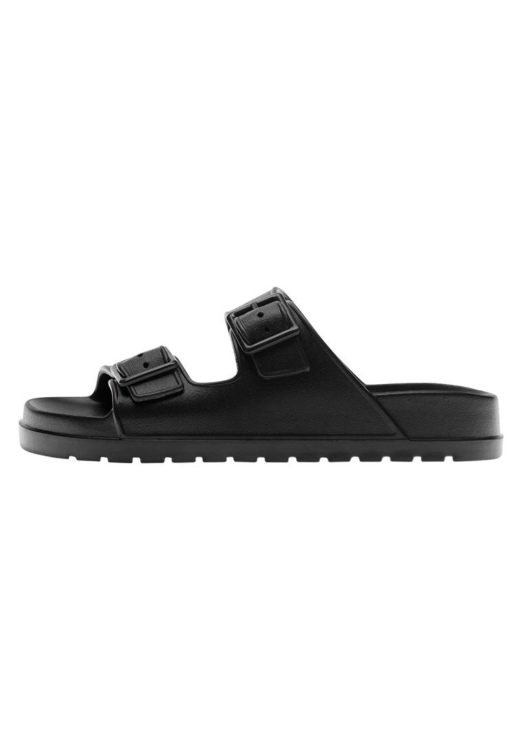 Buckled flat sandals — Black