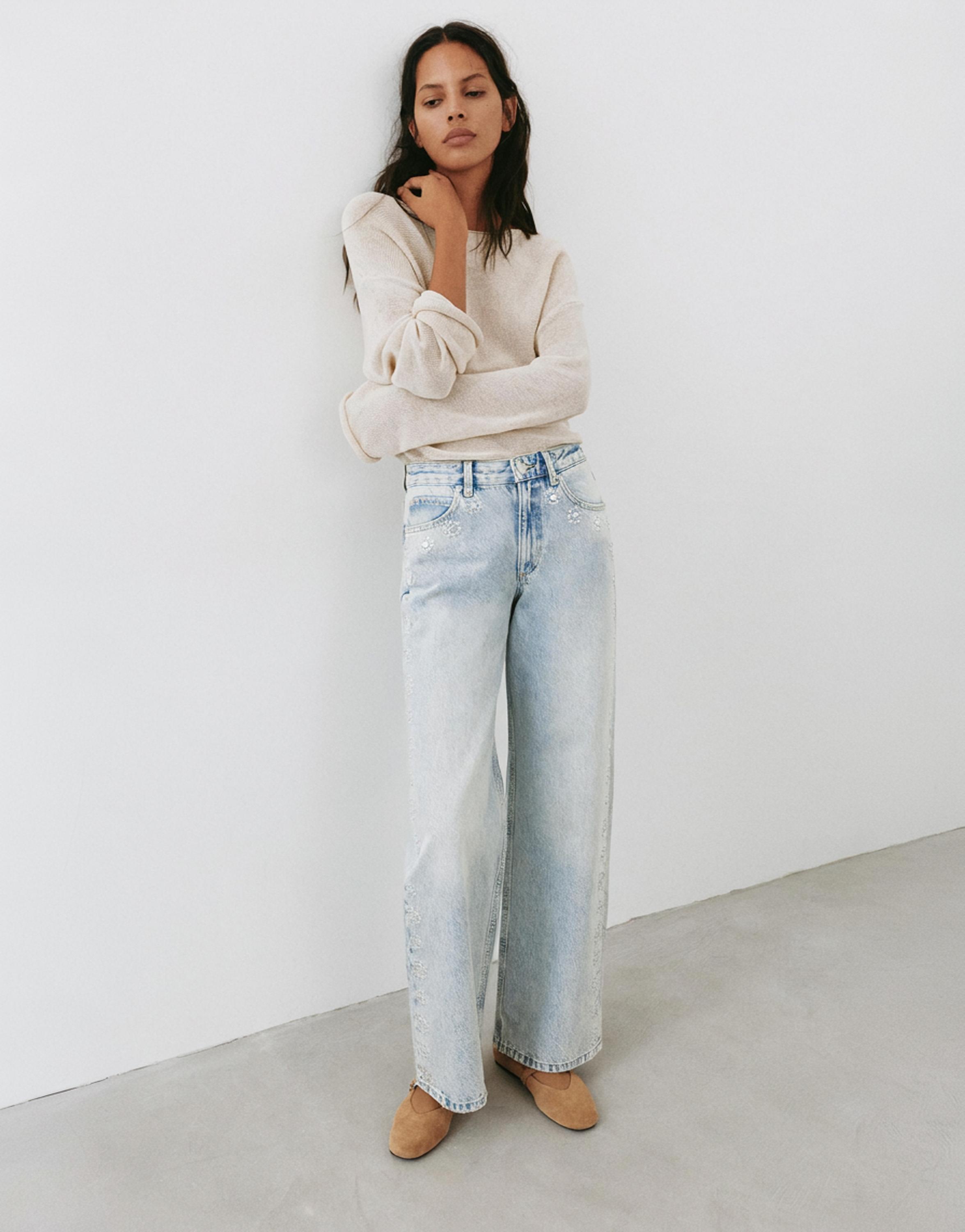 Studded baggy jeans — Pale blue
