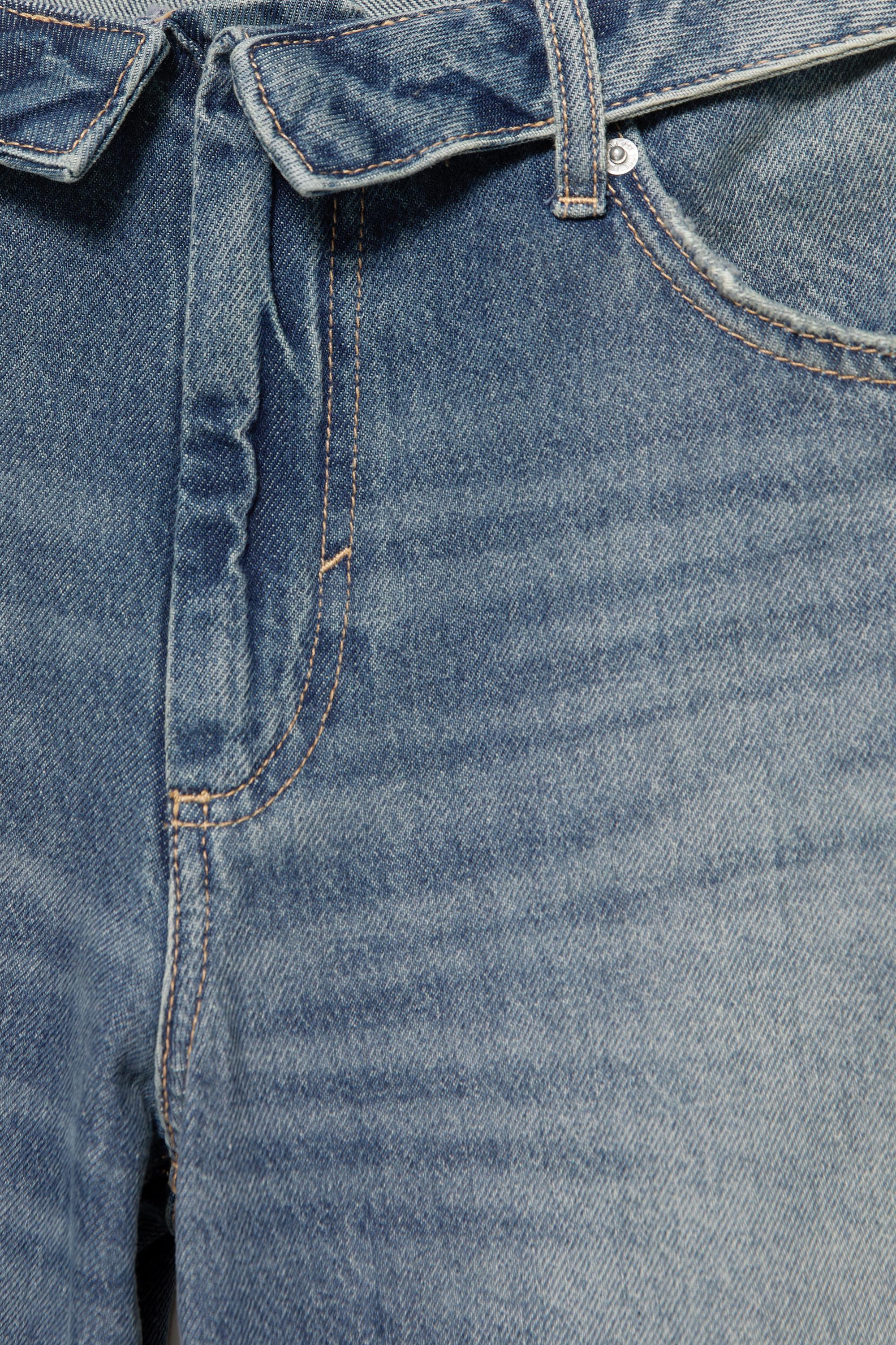 Relaxed baggy jeans with turn-up waist — Greenish blue