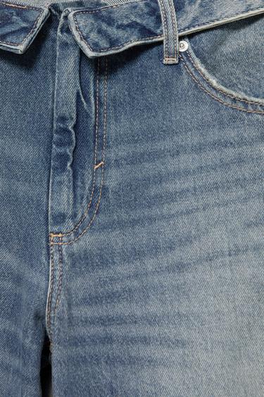 Balloon relaxed fit jeans with turned-up waistband — Greenish blue 7