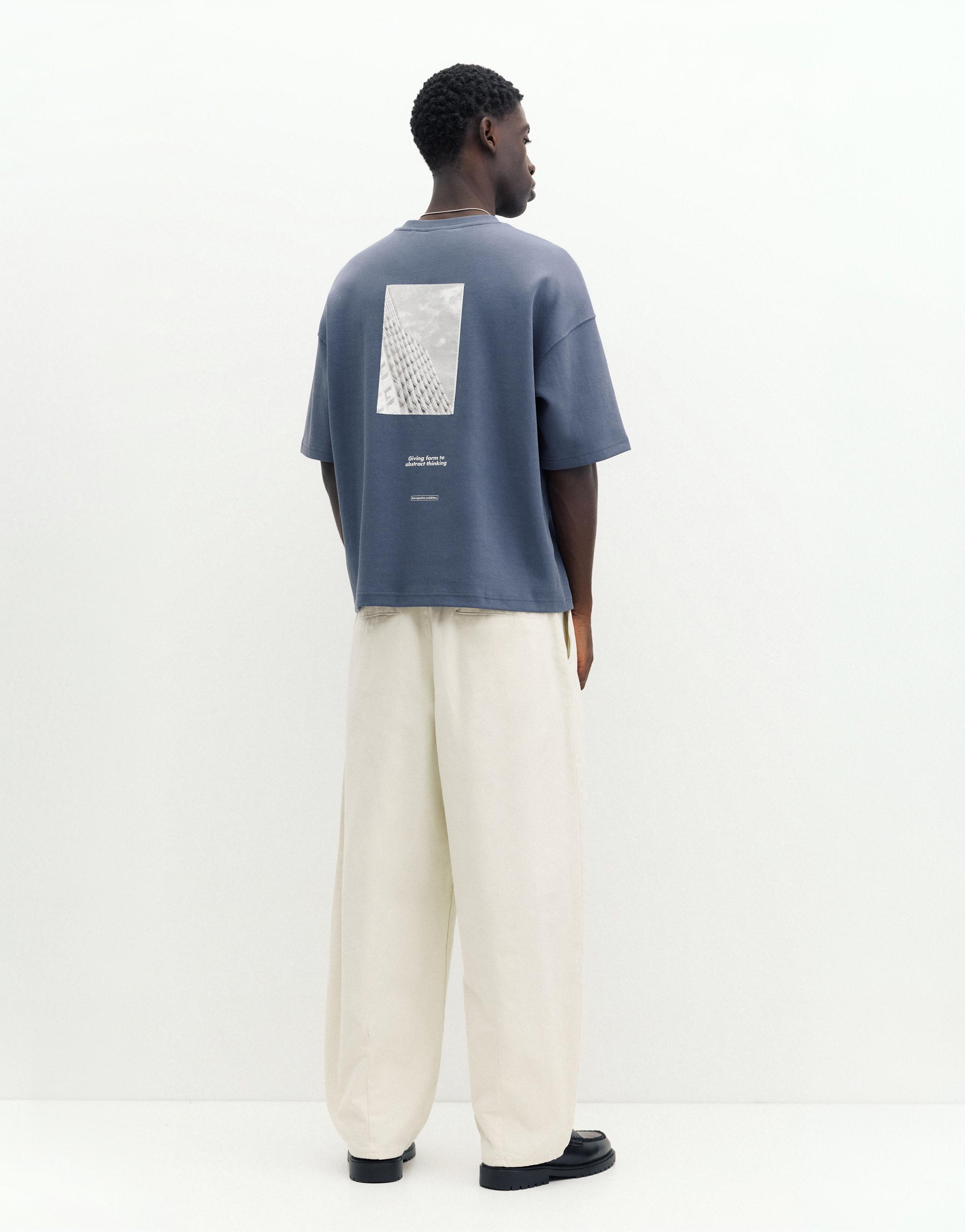 Short sleeve graphic sweatshirt — Indigo blue