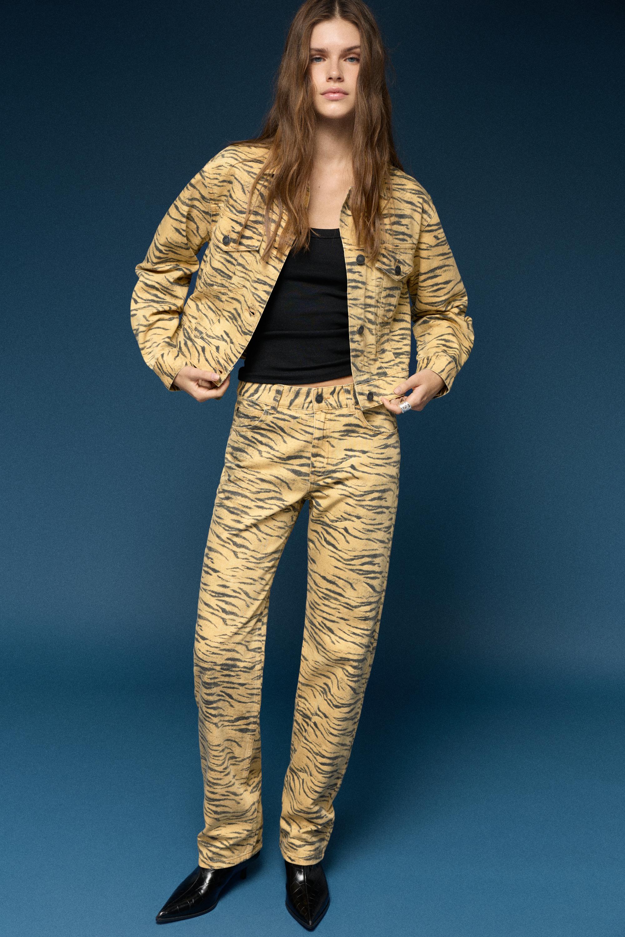 Jeans straight animal print