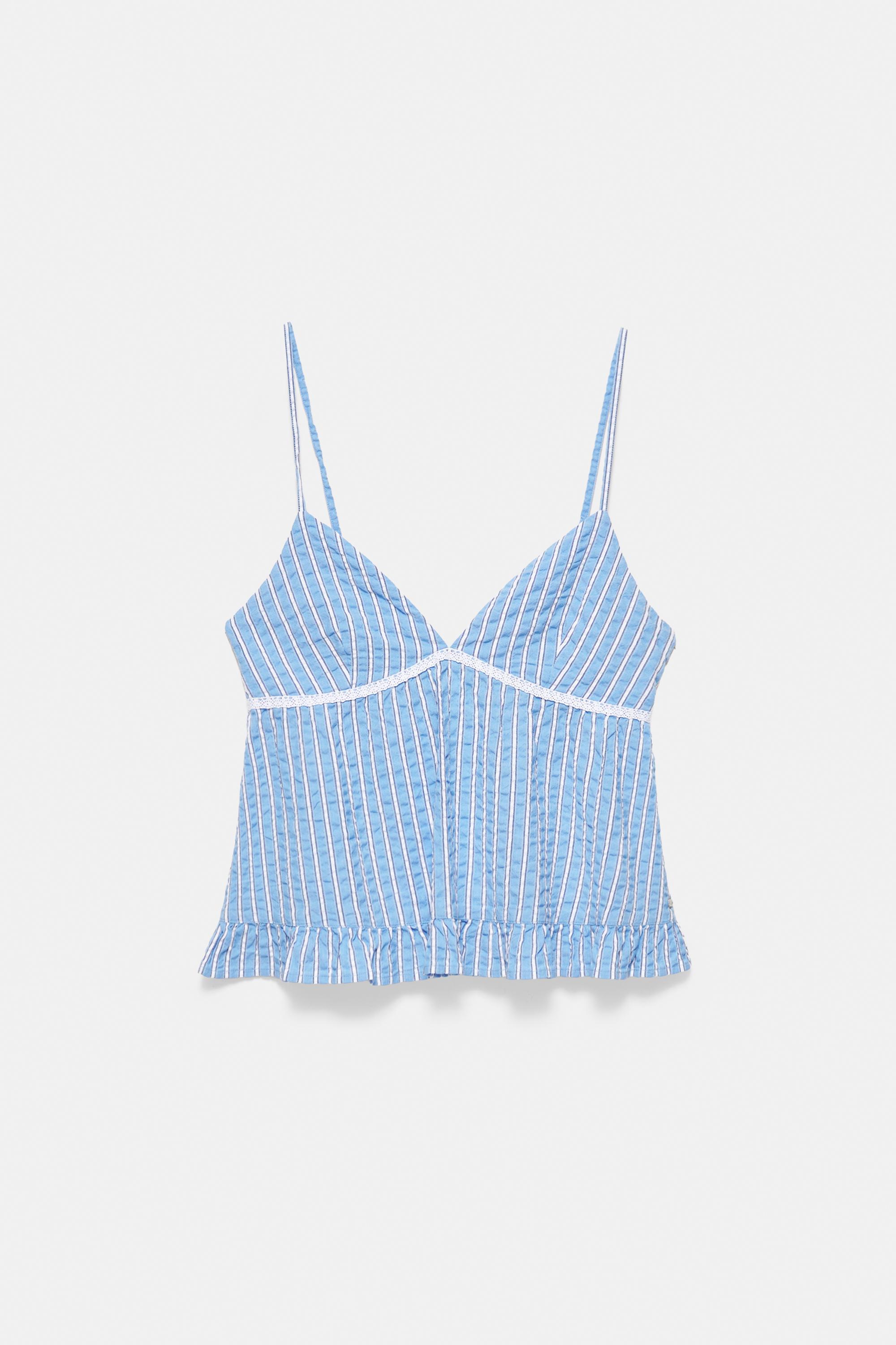 Striped camisole top — Medium blue