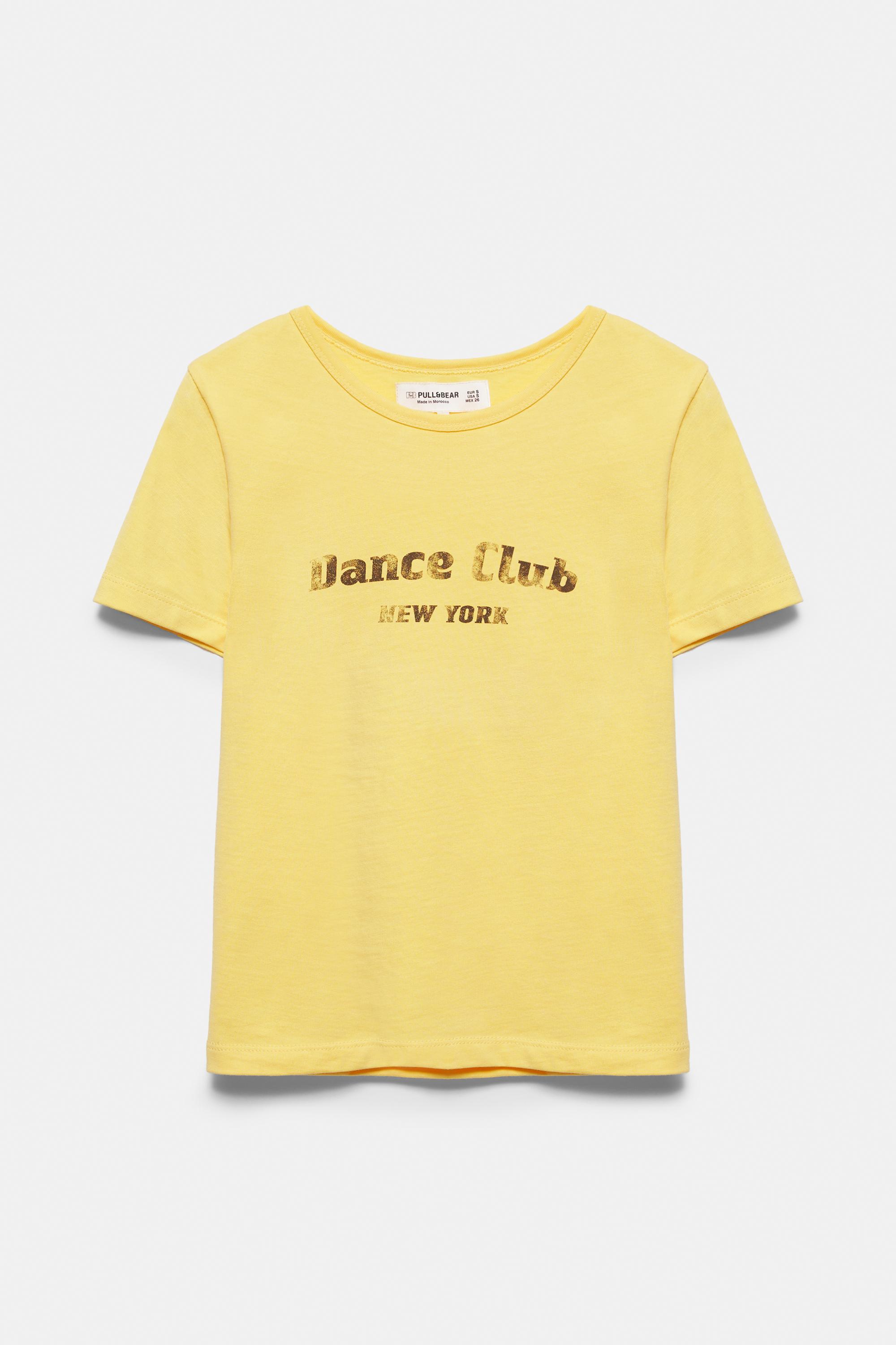Short sleeve slogan T-shirt — Mustard