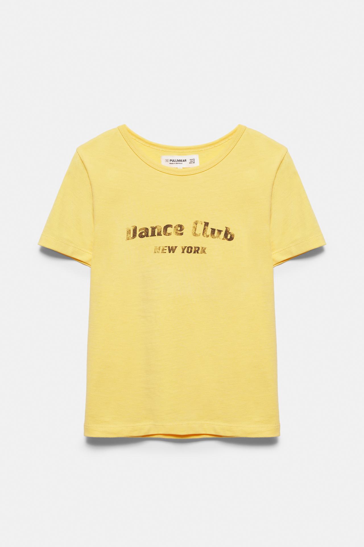 Short sleeve slogan T-shirt — Mustard
