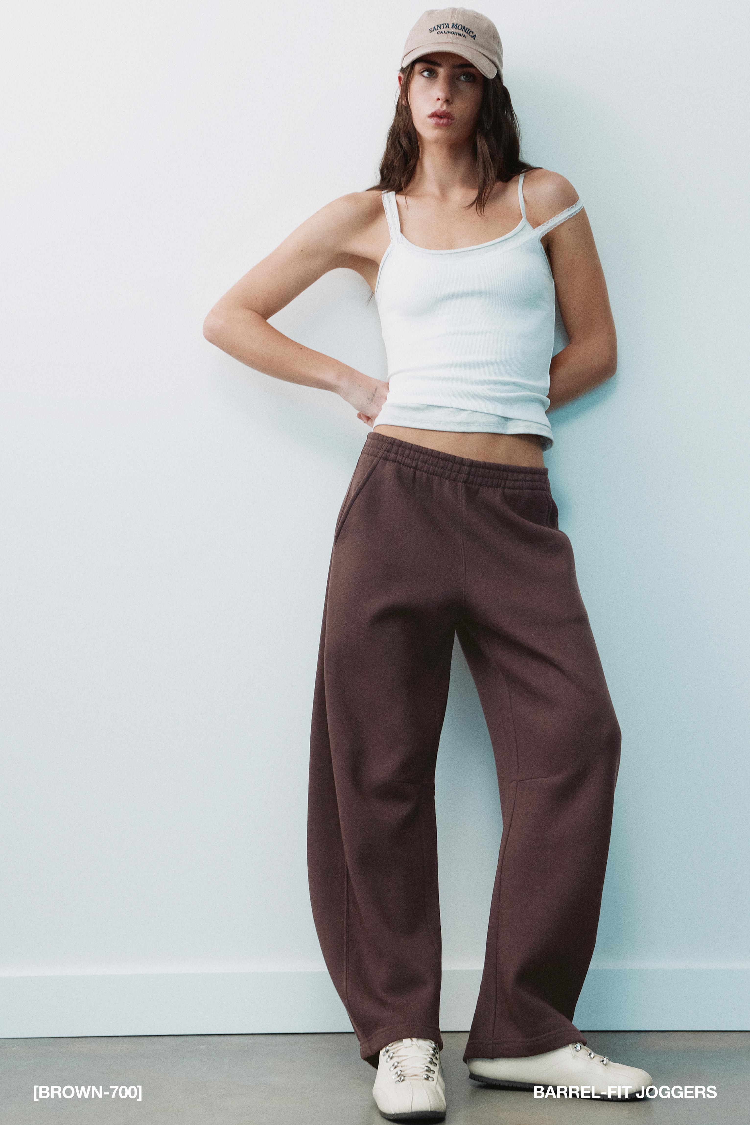 Barrel-leg joggers — Brown