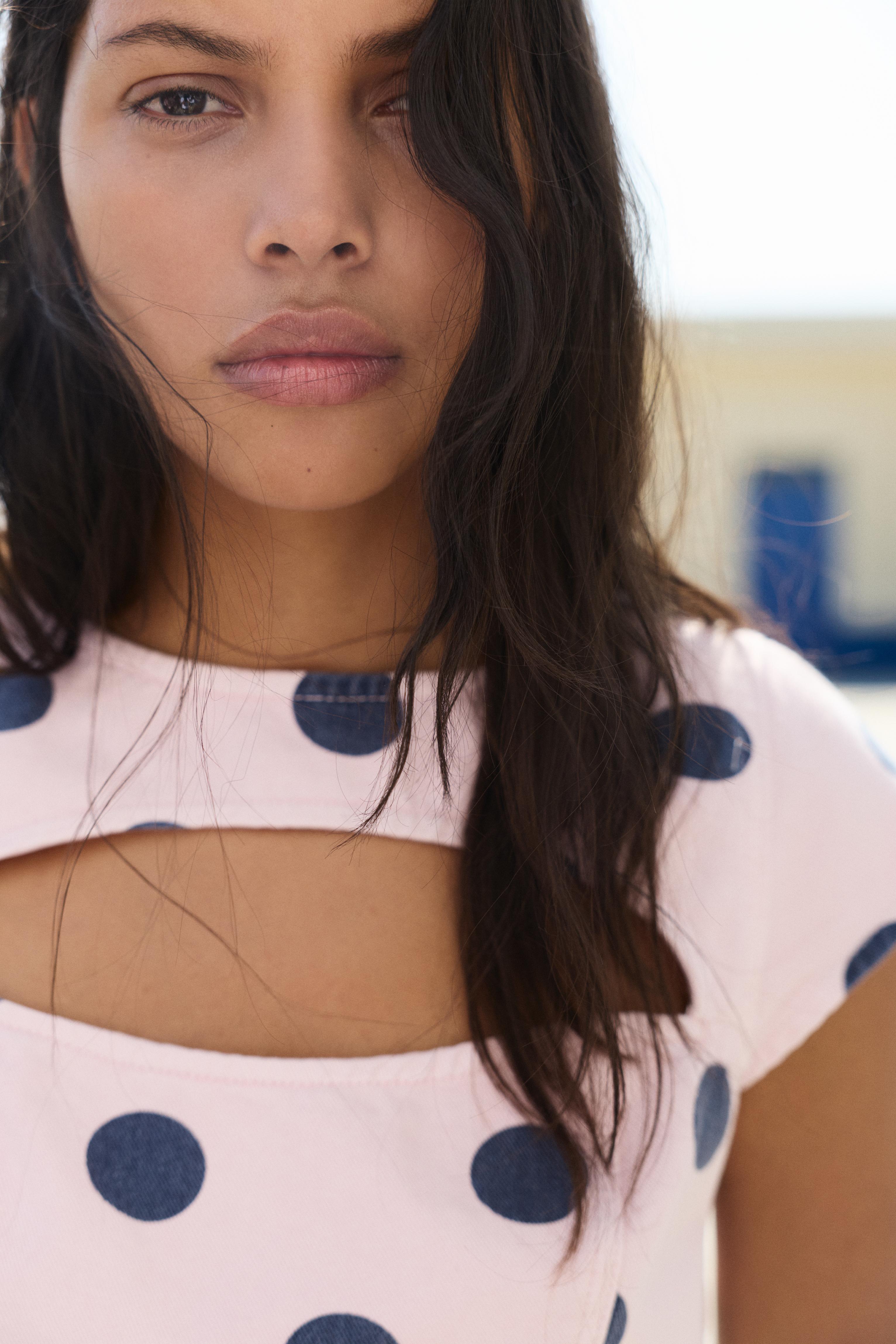 Polka dot cut-out top — Pink