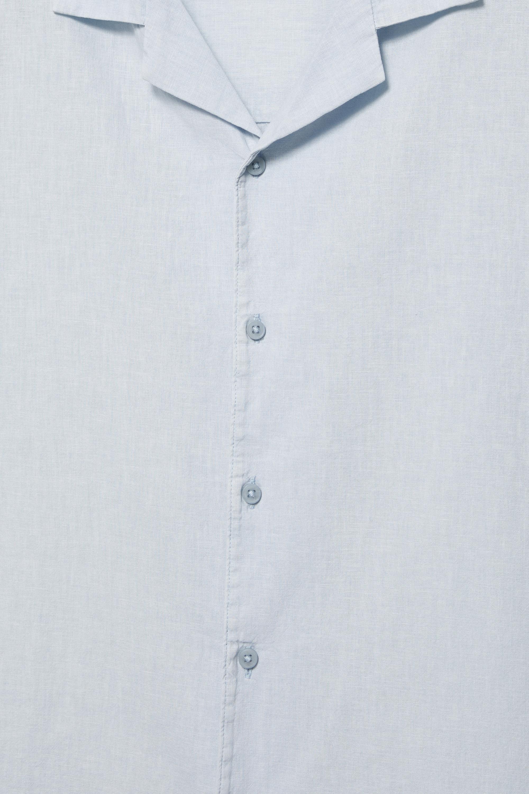 Short sleeve linen blend shirt — Pale blue