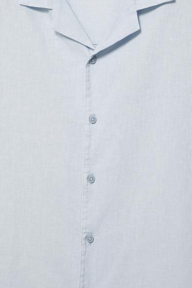 Short sleeve linen blend shirt — Pale blue 7