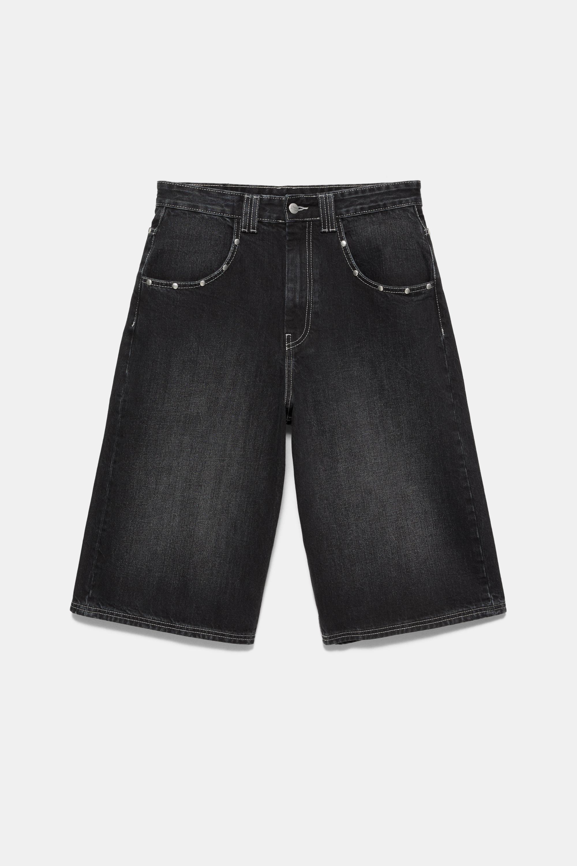 STWD studded jorts — Faded black