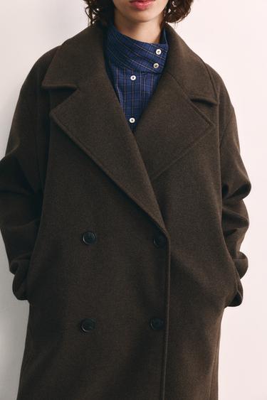 Double-breasted felt texture coat — Brown marl 3