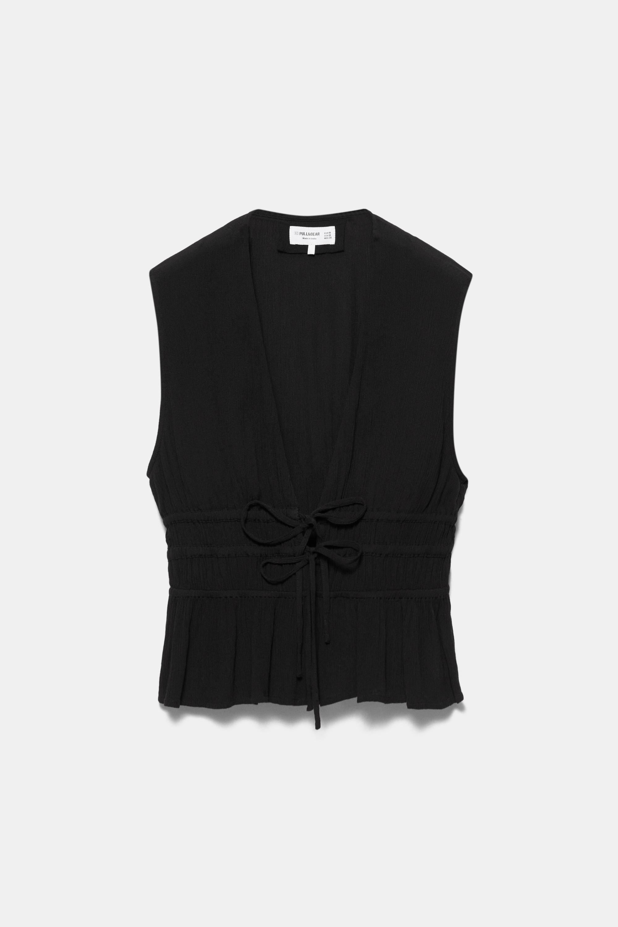 Crepe top with ties — Black