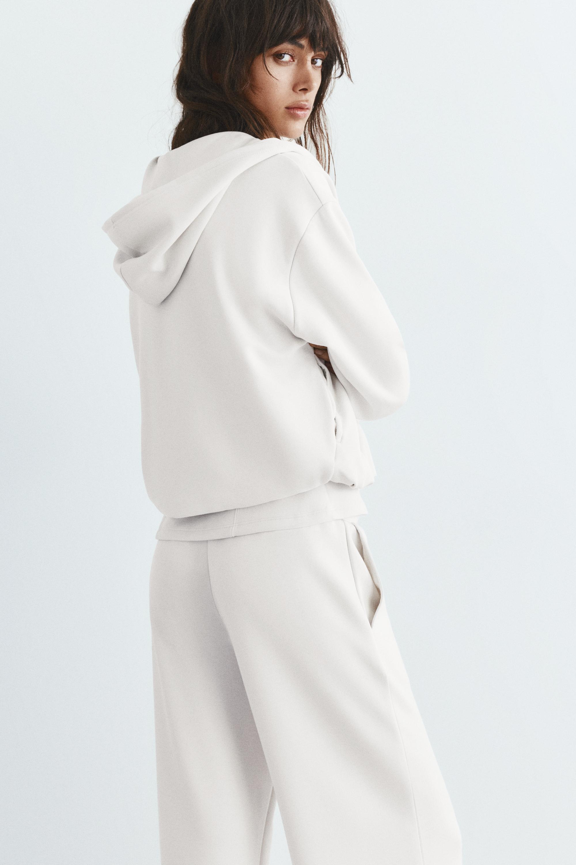 Soft touch hooded sweatshirt — Ecru