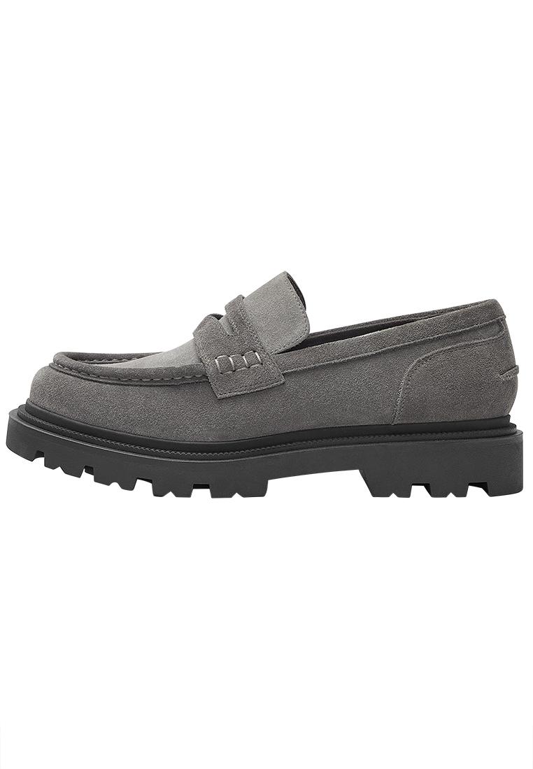 Chunky leather loafers — Grey