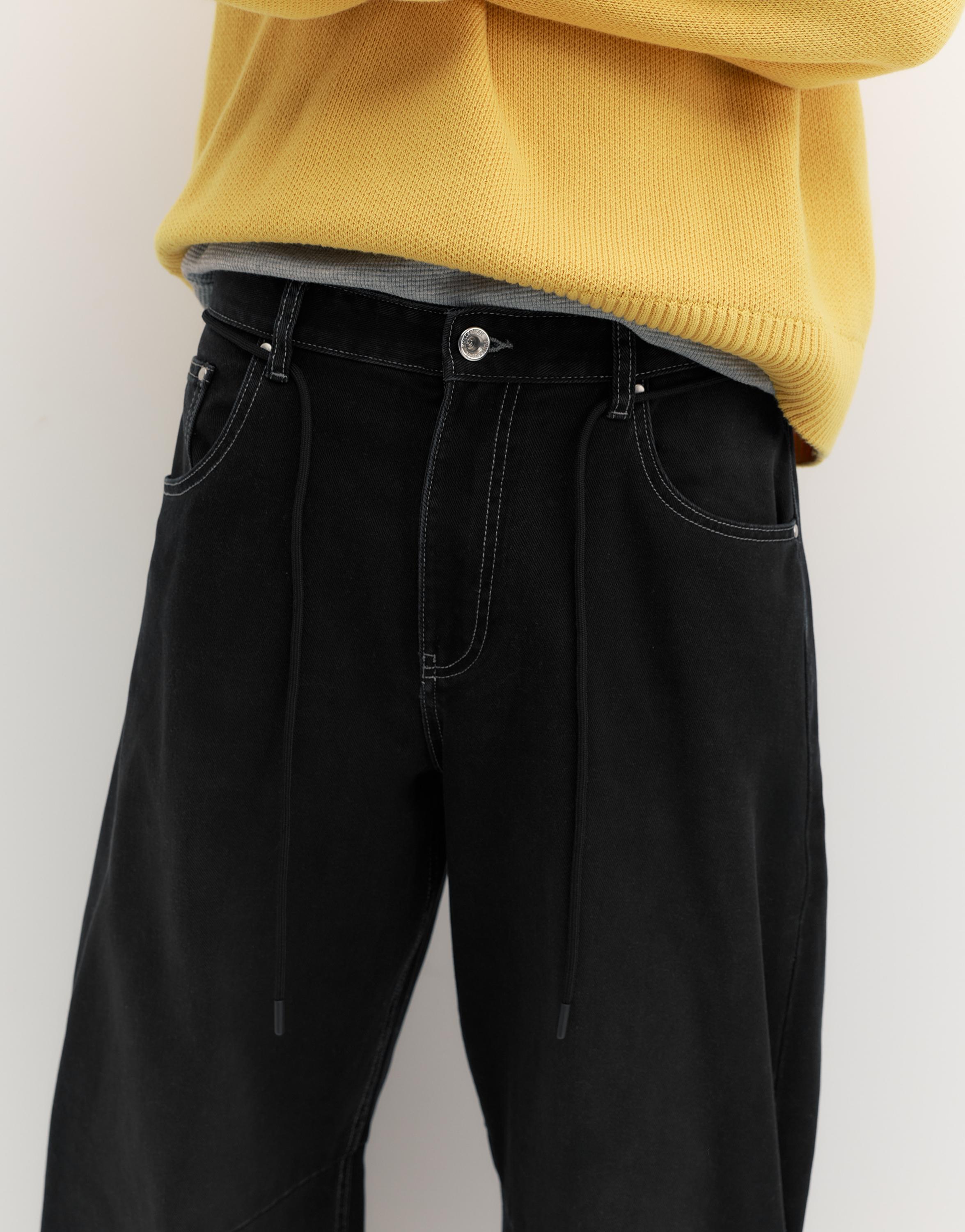 Pull&Bear Grafik kemerli barrel jean görsel 8
