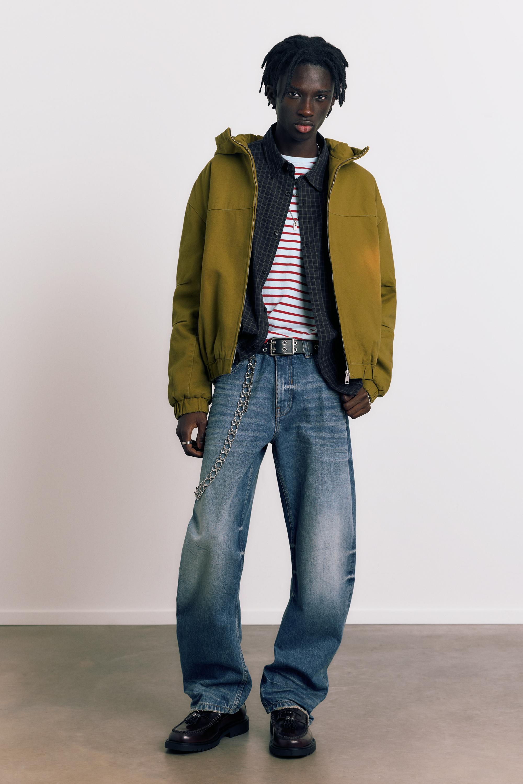 Hooded jacket with faded detail — Green