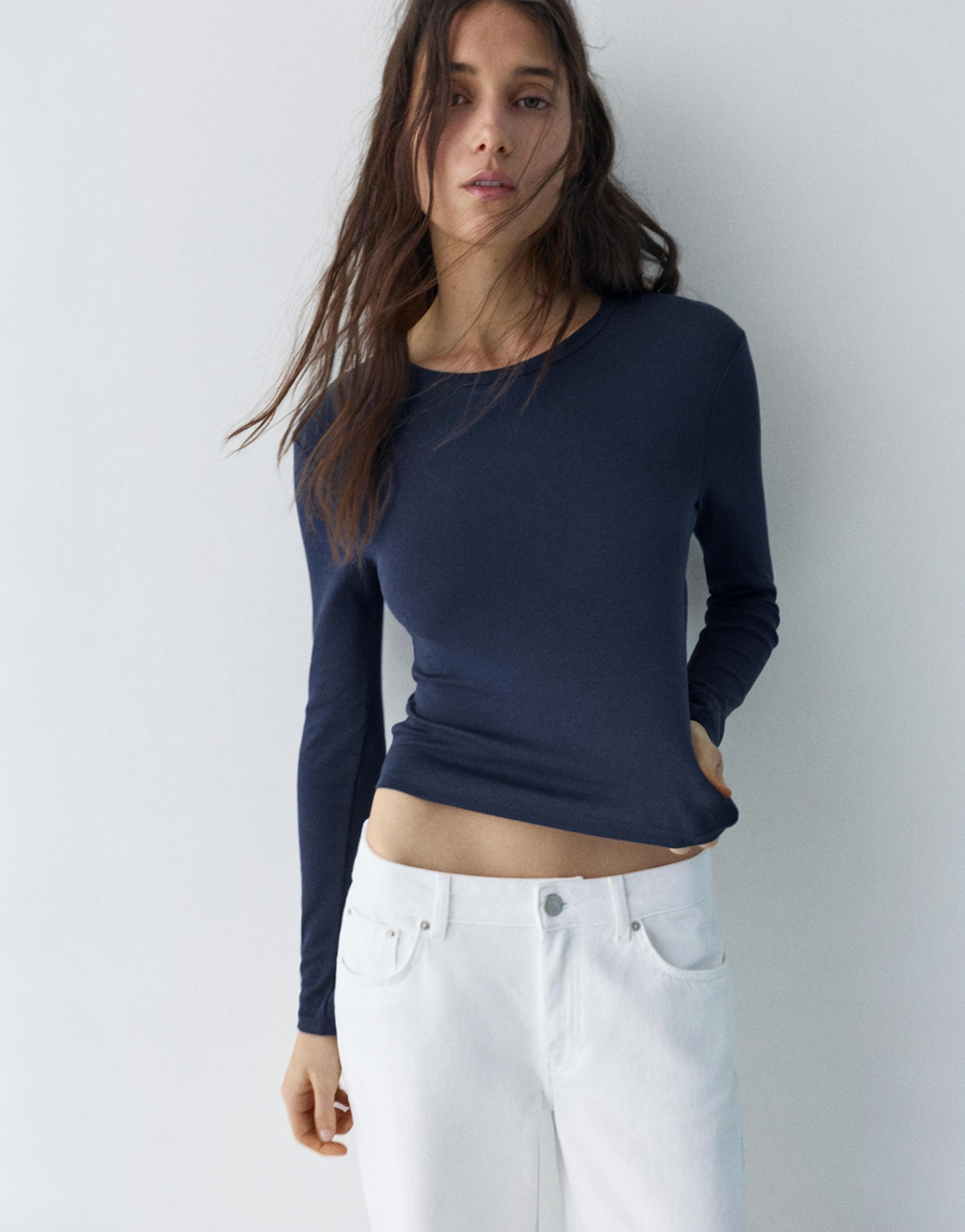 Vücuda oturan uzun kollu t-shirt - Görsel 60