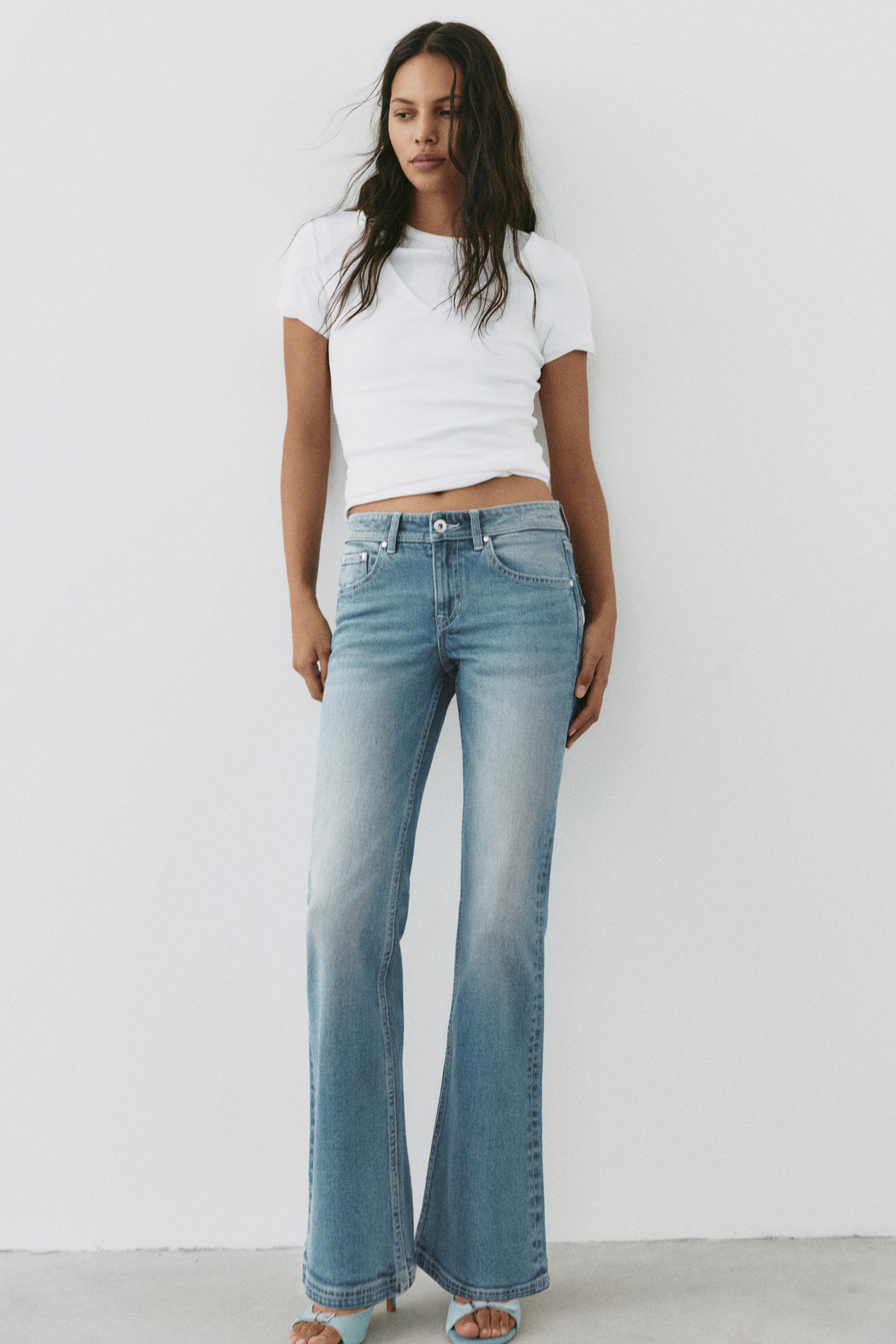 Low-rise boot-cut jeans — Greenish blue