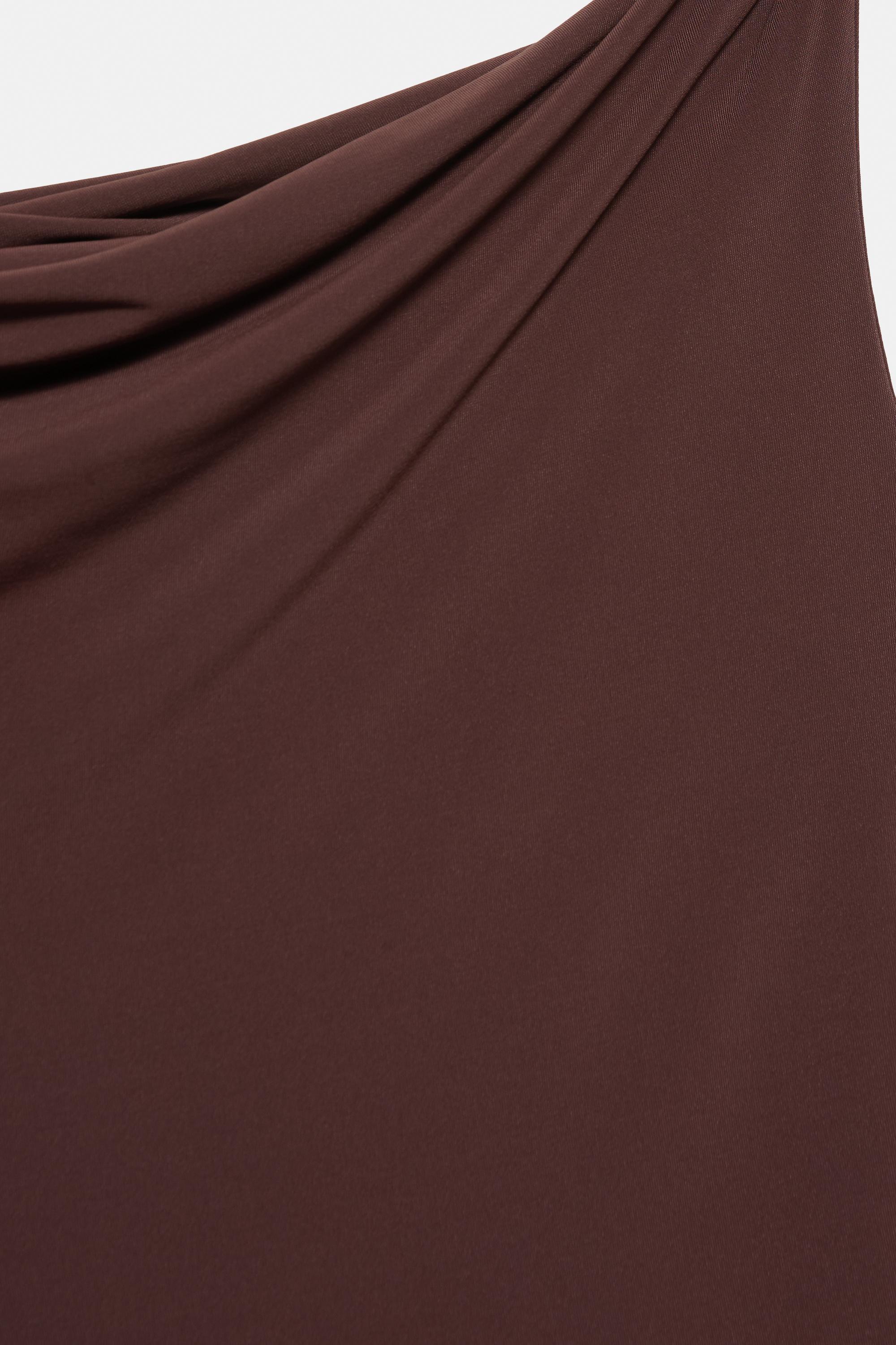 Asymmetric midi dress — Brown