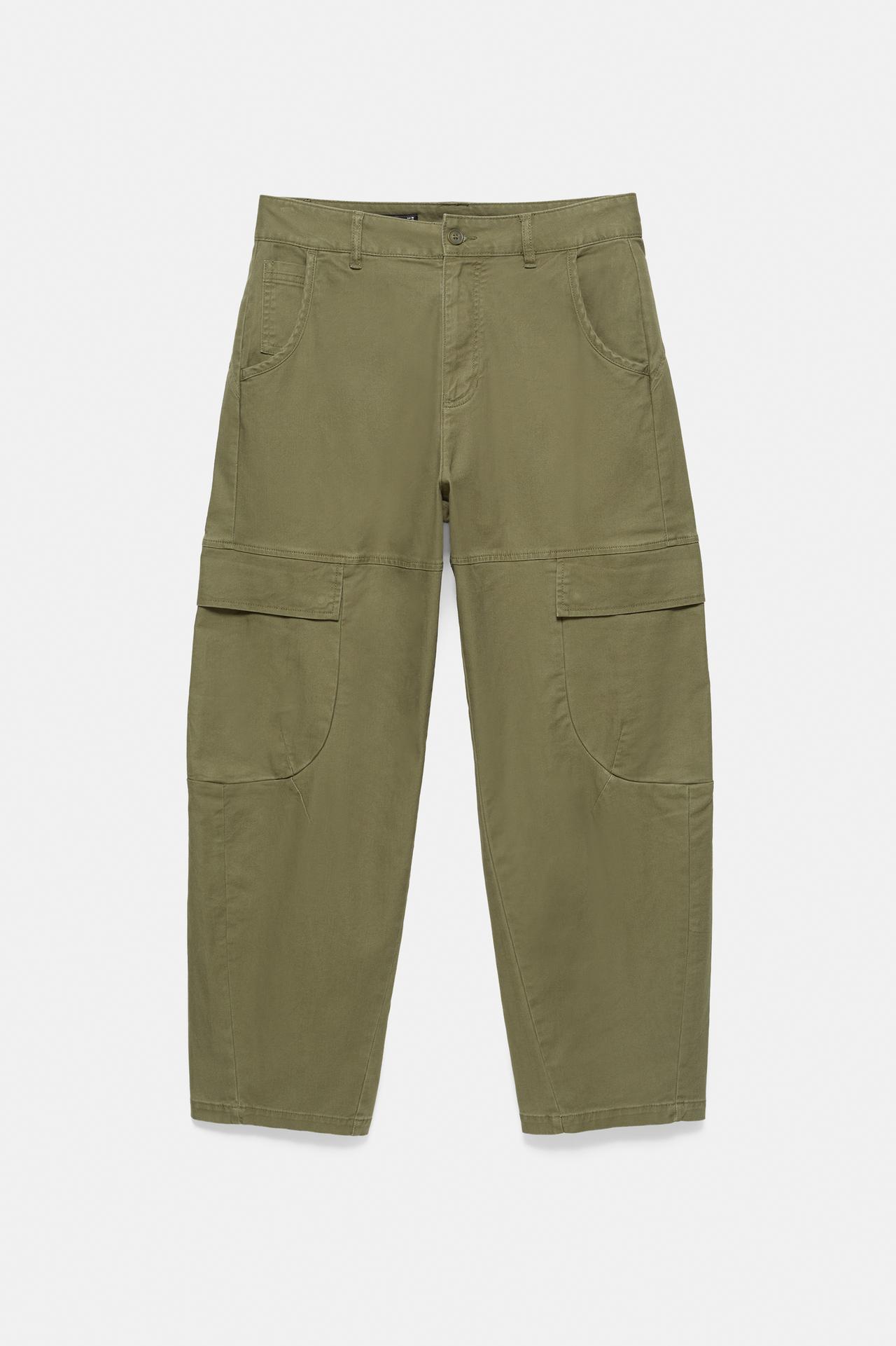 Barrel-leg cargo trousers — Khaki