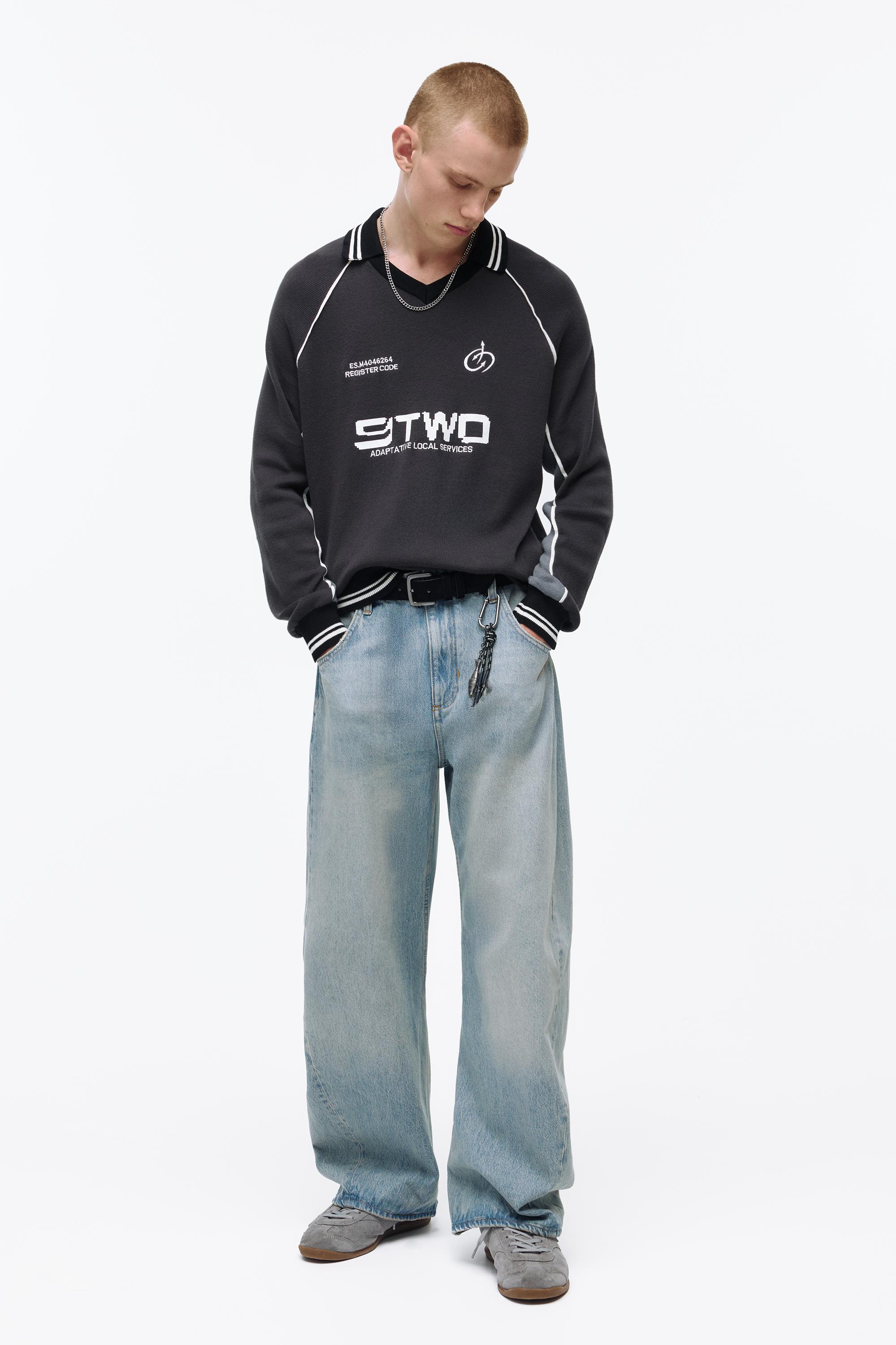 Long sleeve STWD polo shirt — Anthracite grey