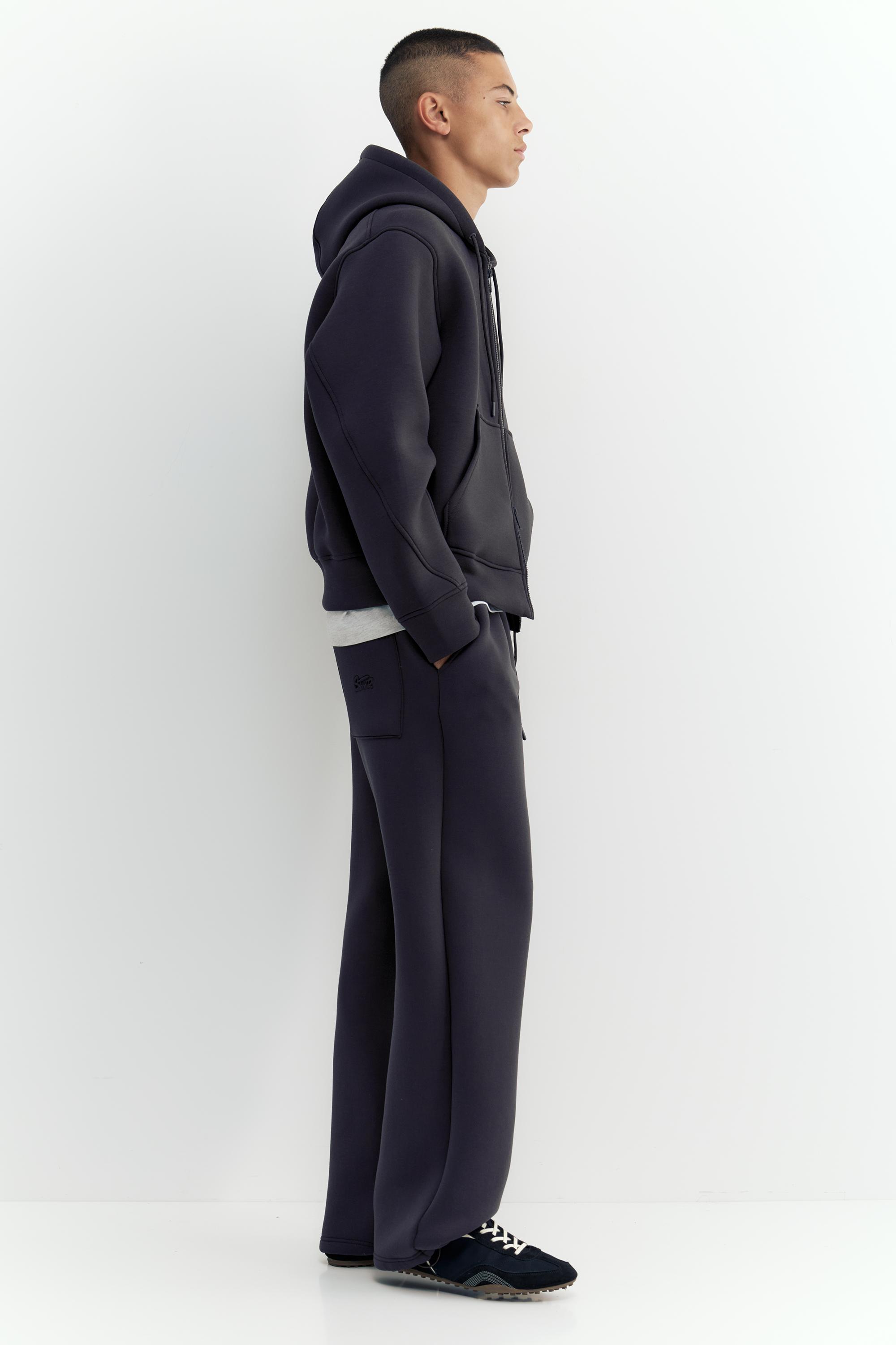 Neoprene-effect baggy trousers — Anthracite grey