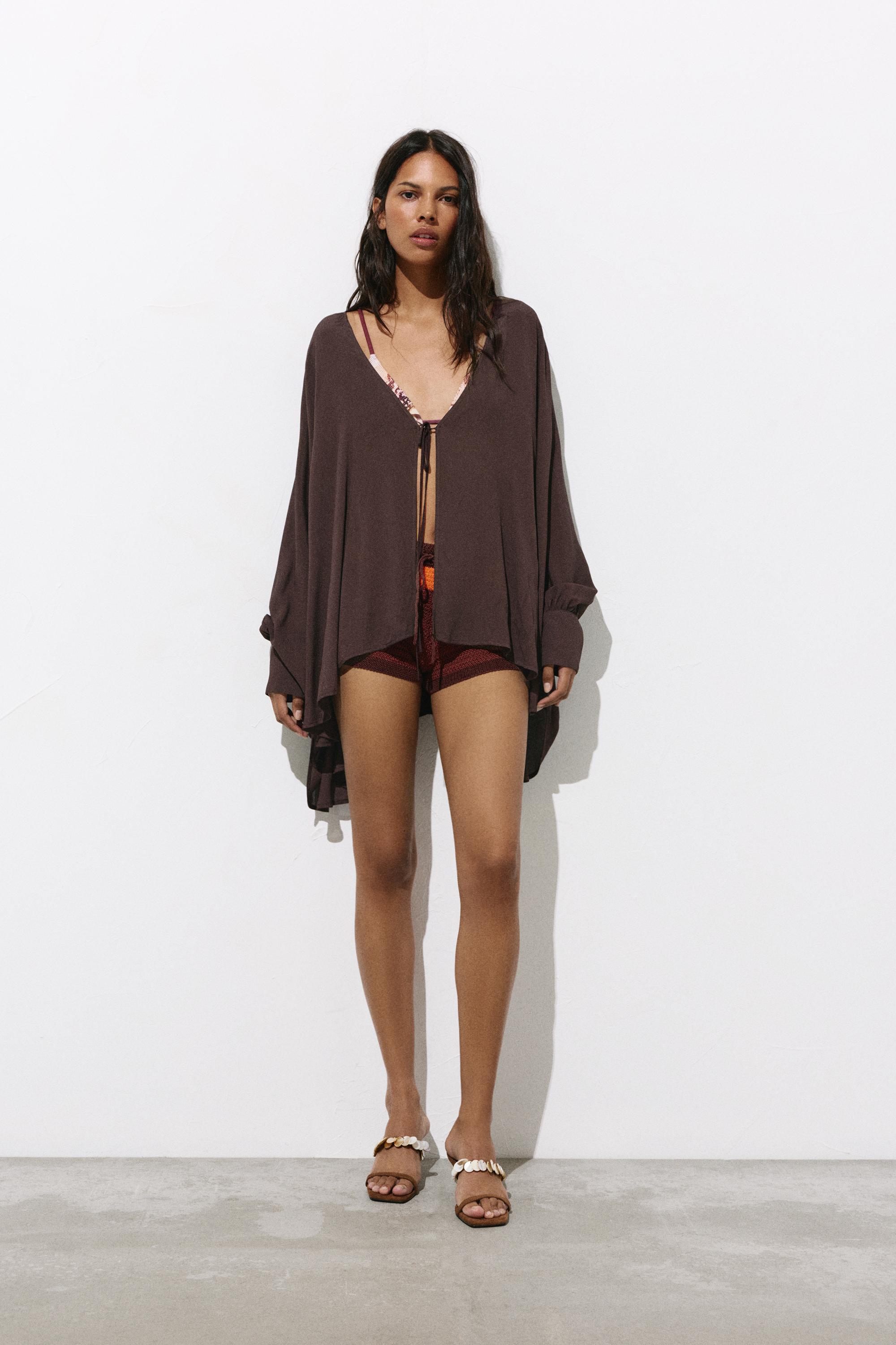 Flowing cape blouse — Chocolate