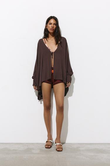 Flowing cape blouse — Chocolate 4