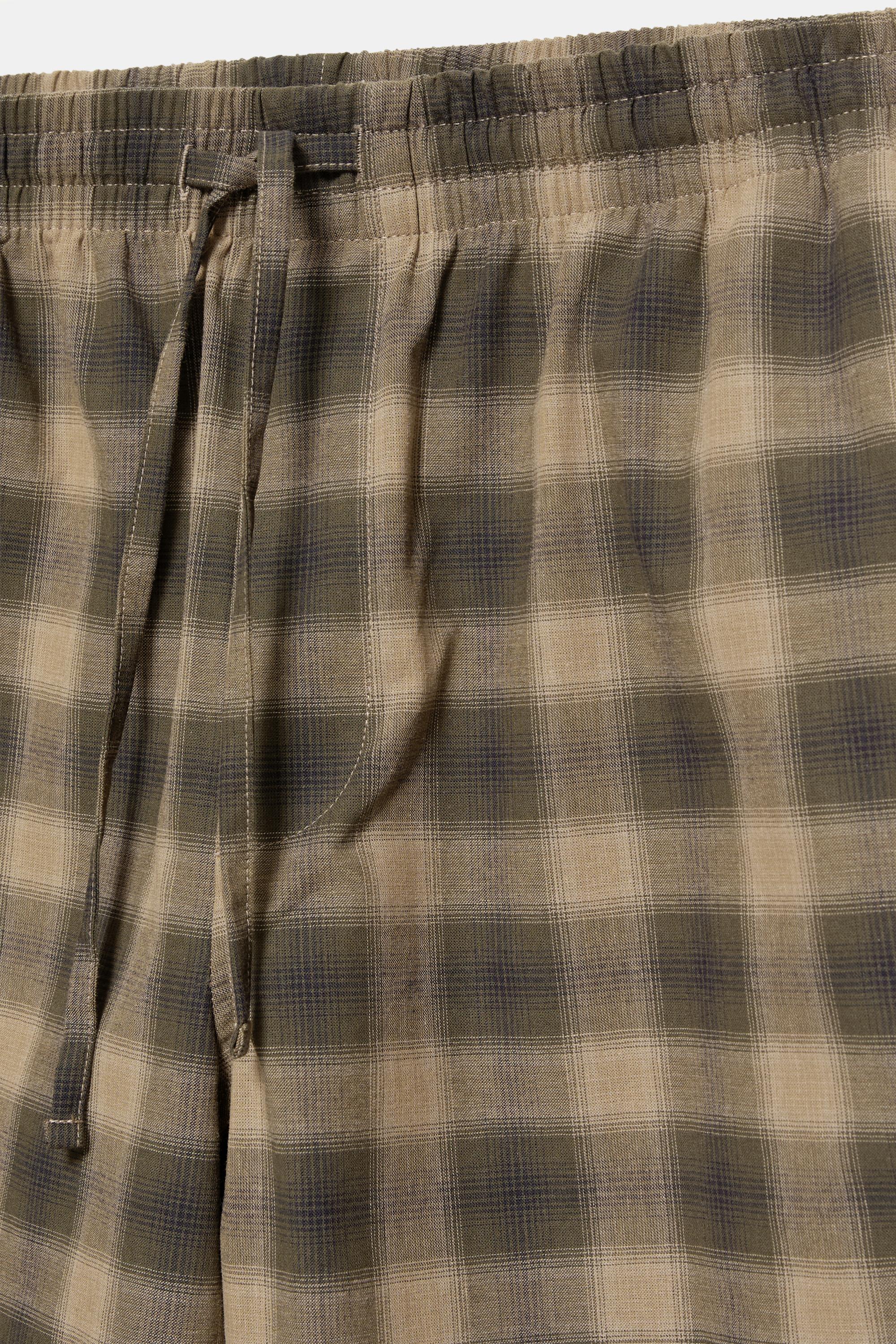 Kareli jogger bermuda şort - Görsel 3