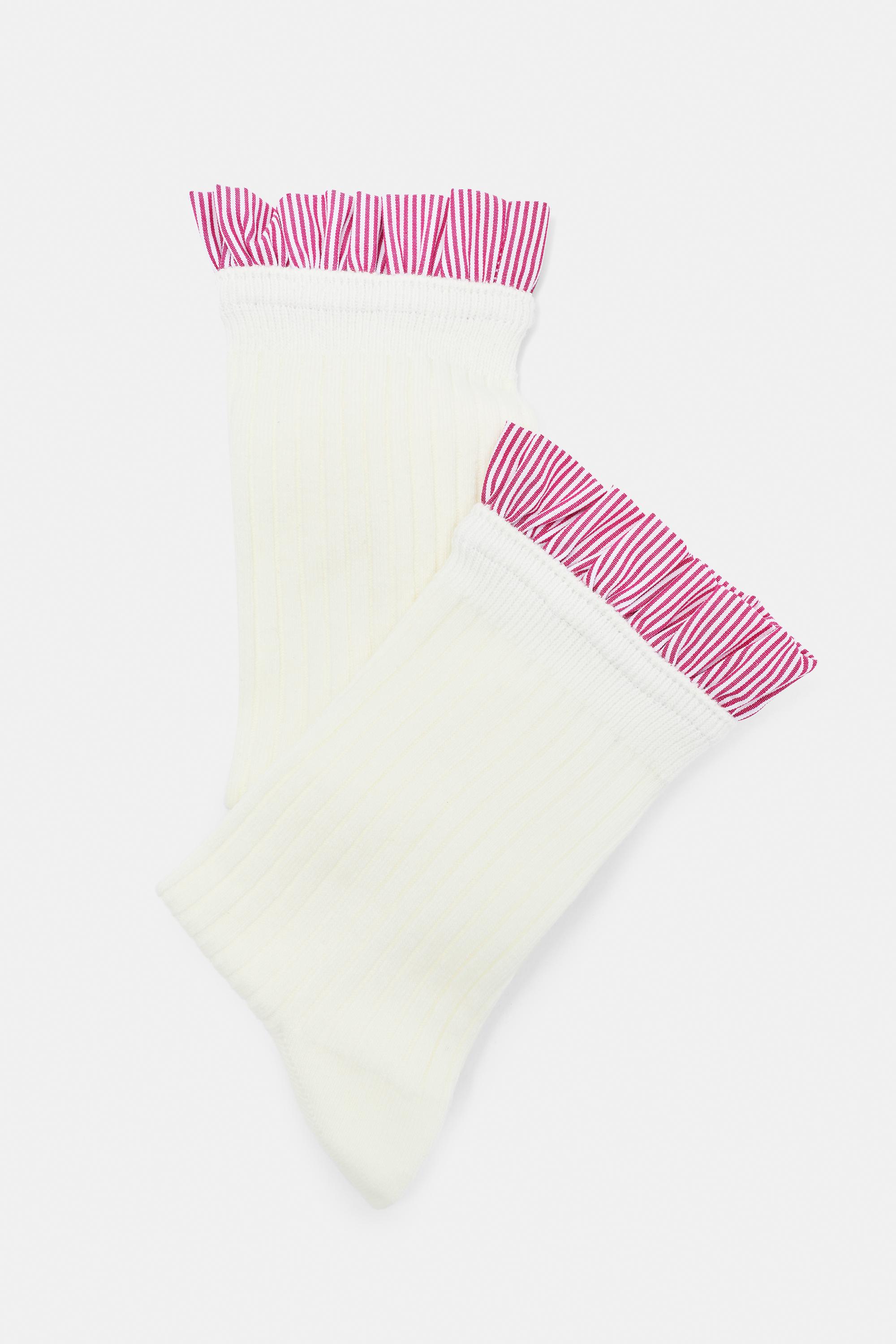 Poplin ruffle socks — White