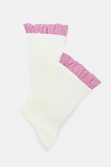Poplin ruffle socks — White 3